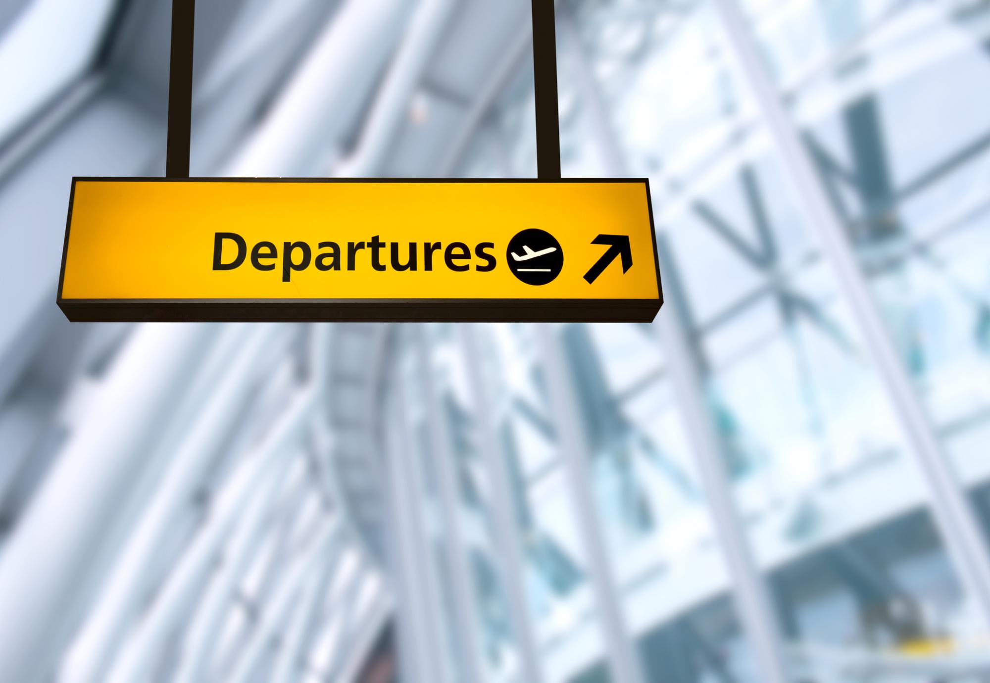 Airport departures sign