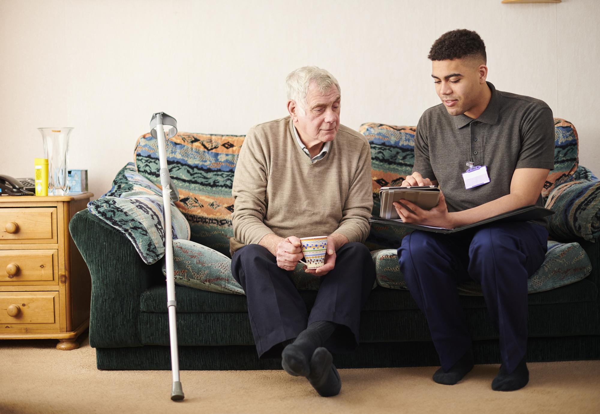 Care worker with patient