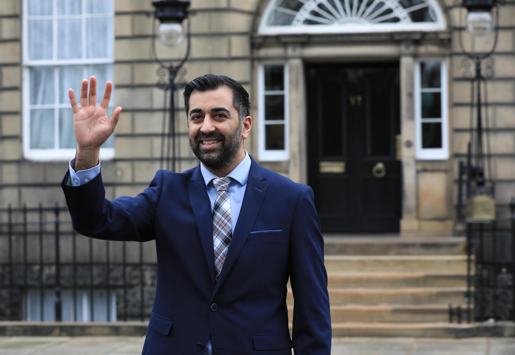 Humza Yousaf stood outside Bute House