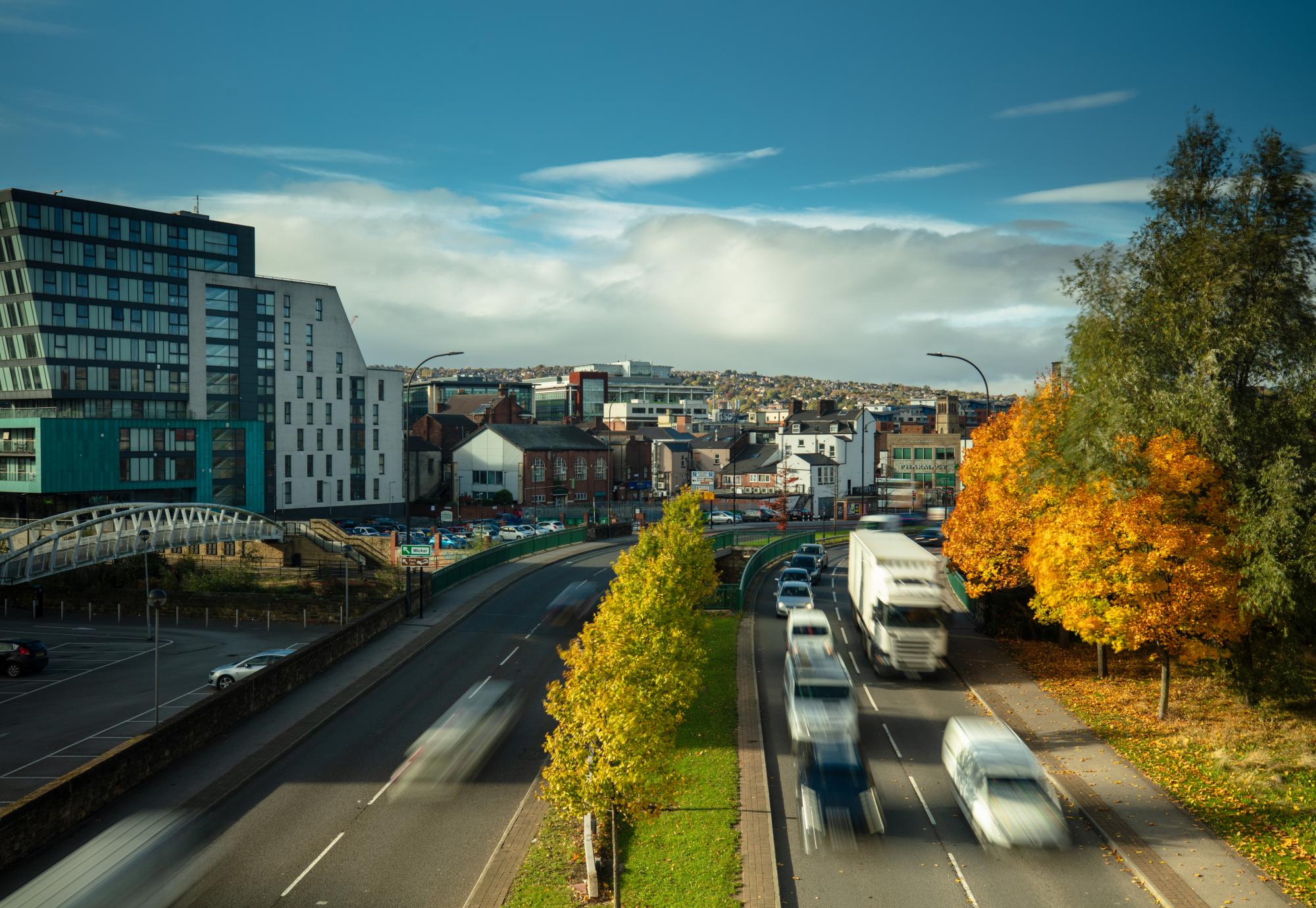 Traffic in Sheffield, England