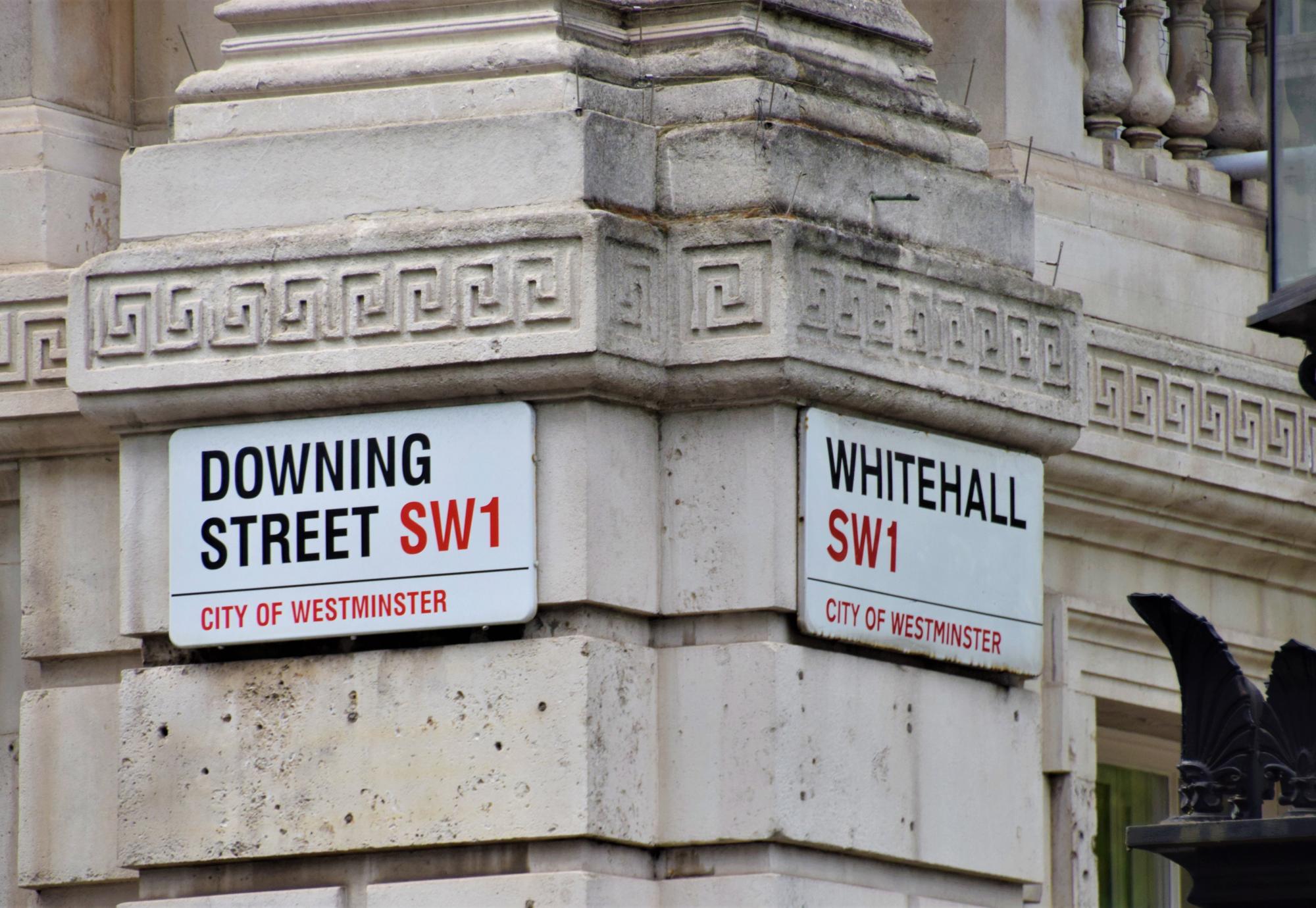 Downing Street and Whitehall street signs