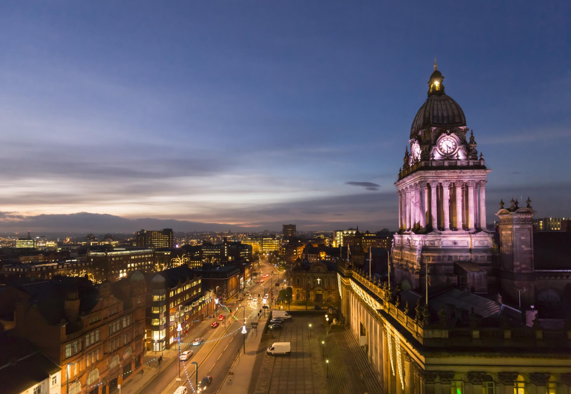 High angle view of Leeds Town Hall