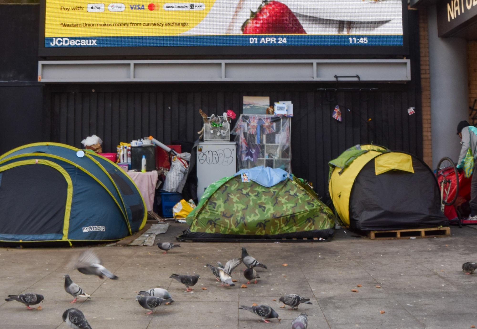 Homeless people's tents in Central London