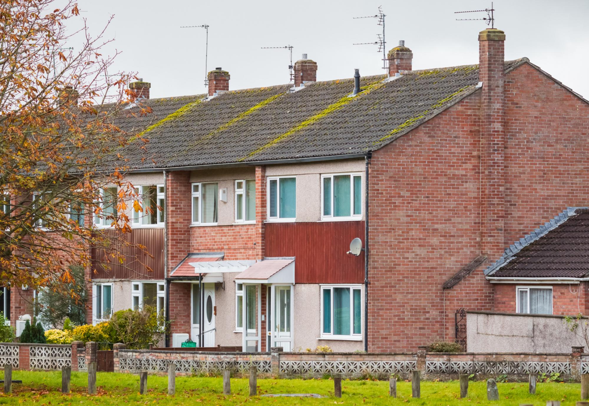 Row of English terraced houses in Bristol, England