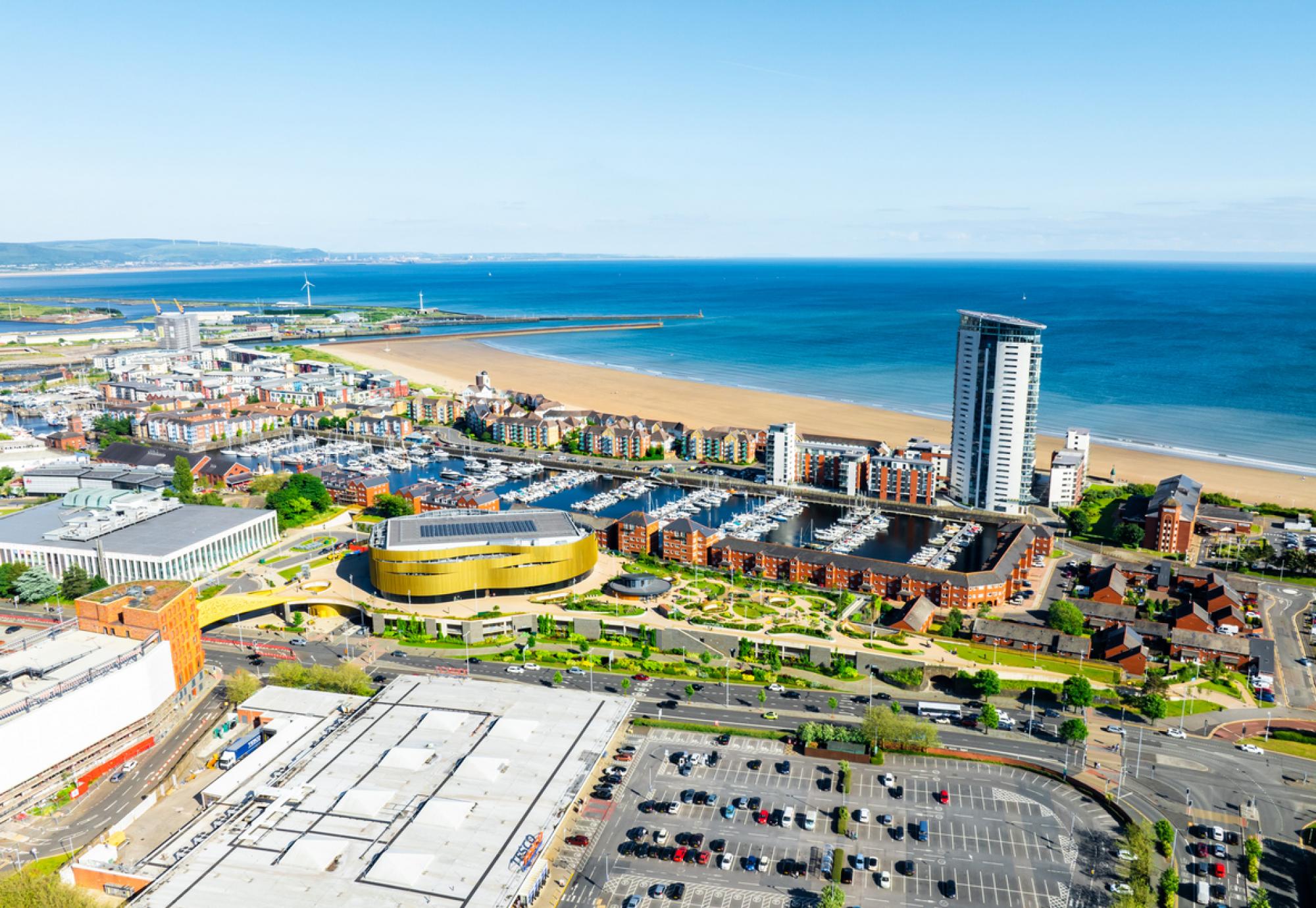 Aerial view of Swansea