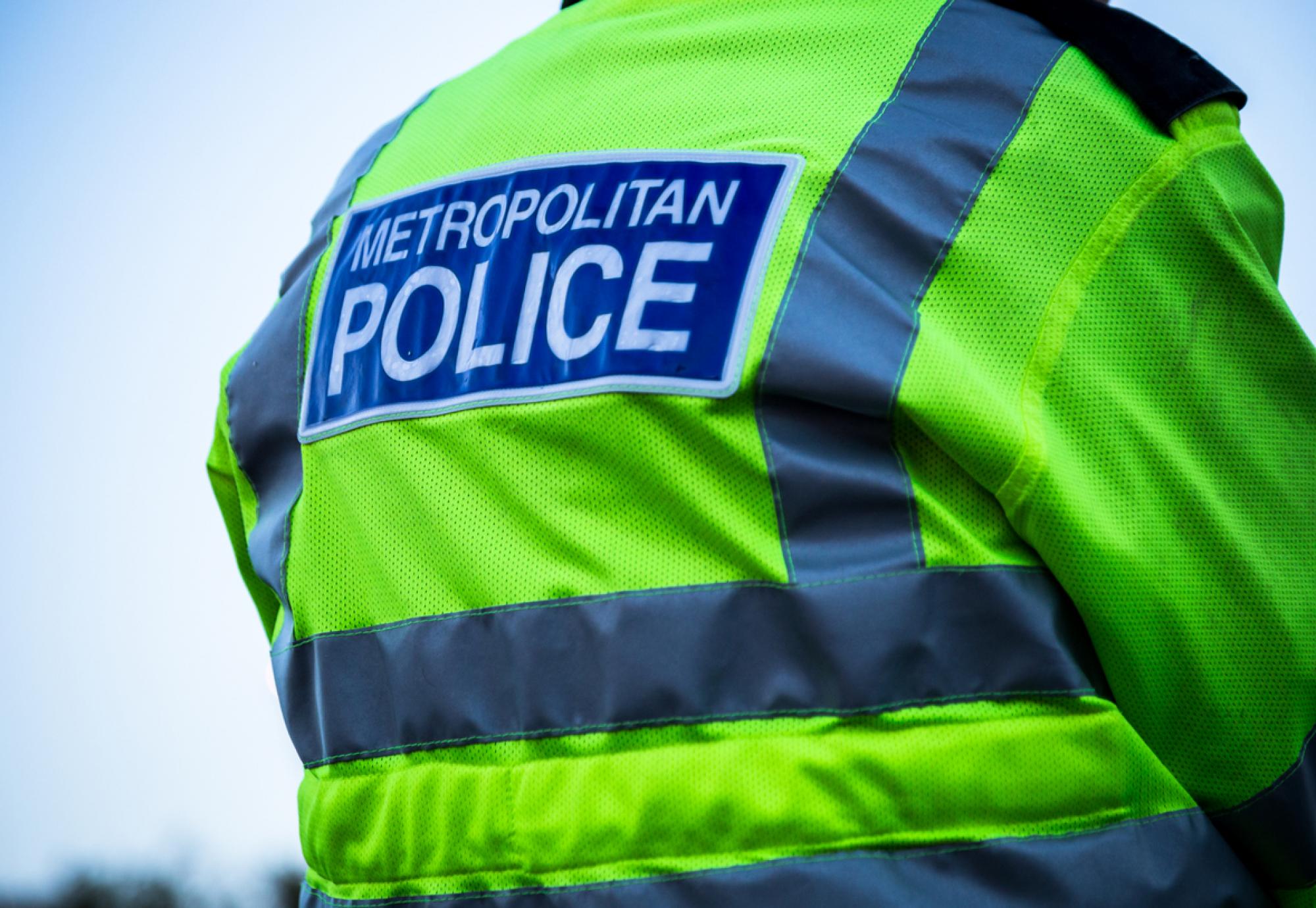 Back view of a metropolitan police officer