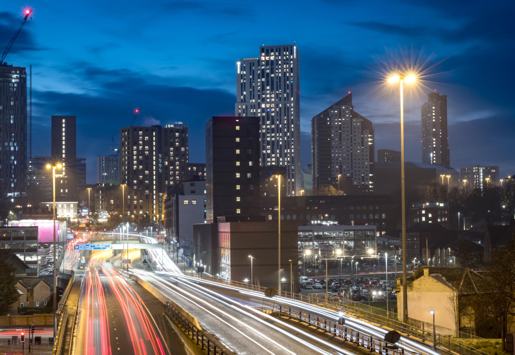 Main road in Leeds, West Yorkshire