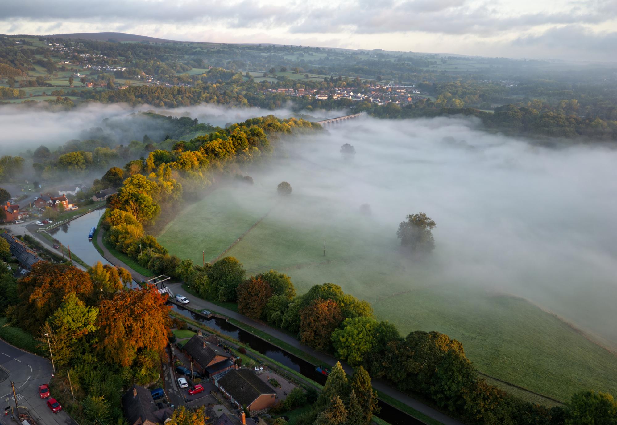 Aerial view of Welsh countryside