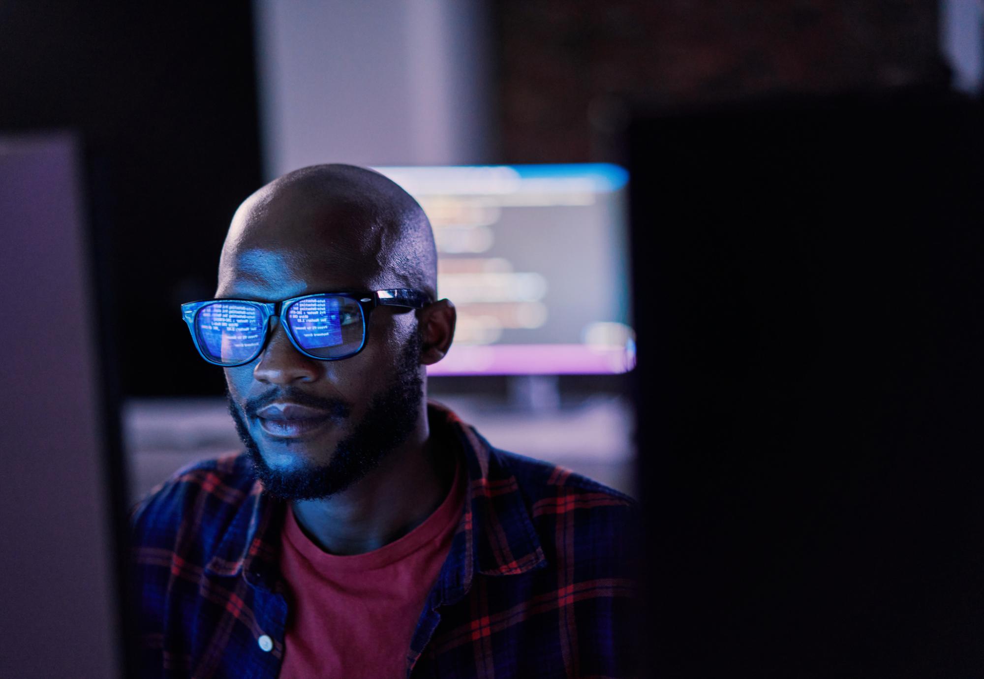 Man working on a computer