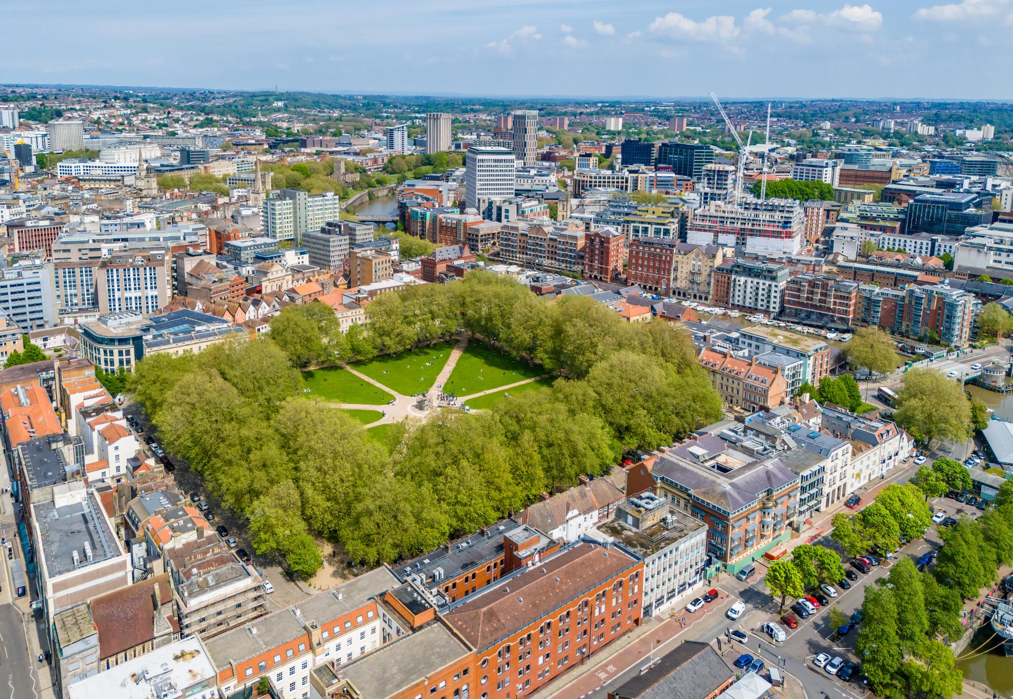 View of Queen Square park in Bristol city centre