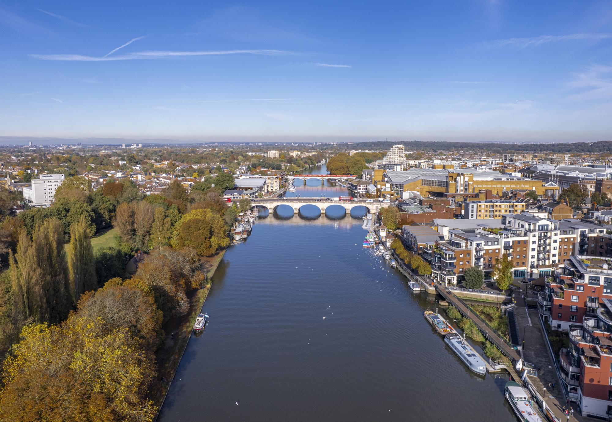 aerial view of Kingston upon Thames.