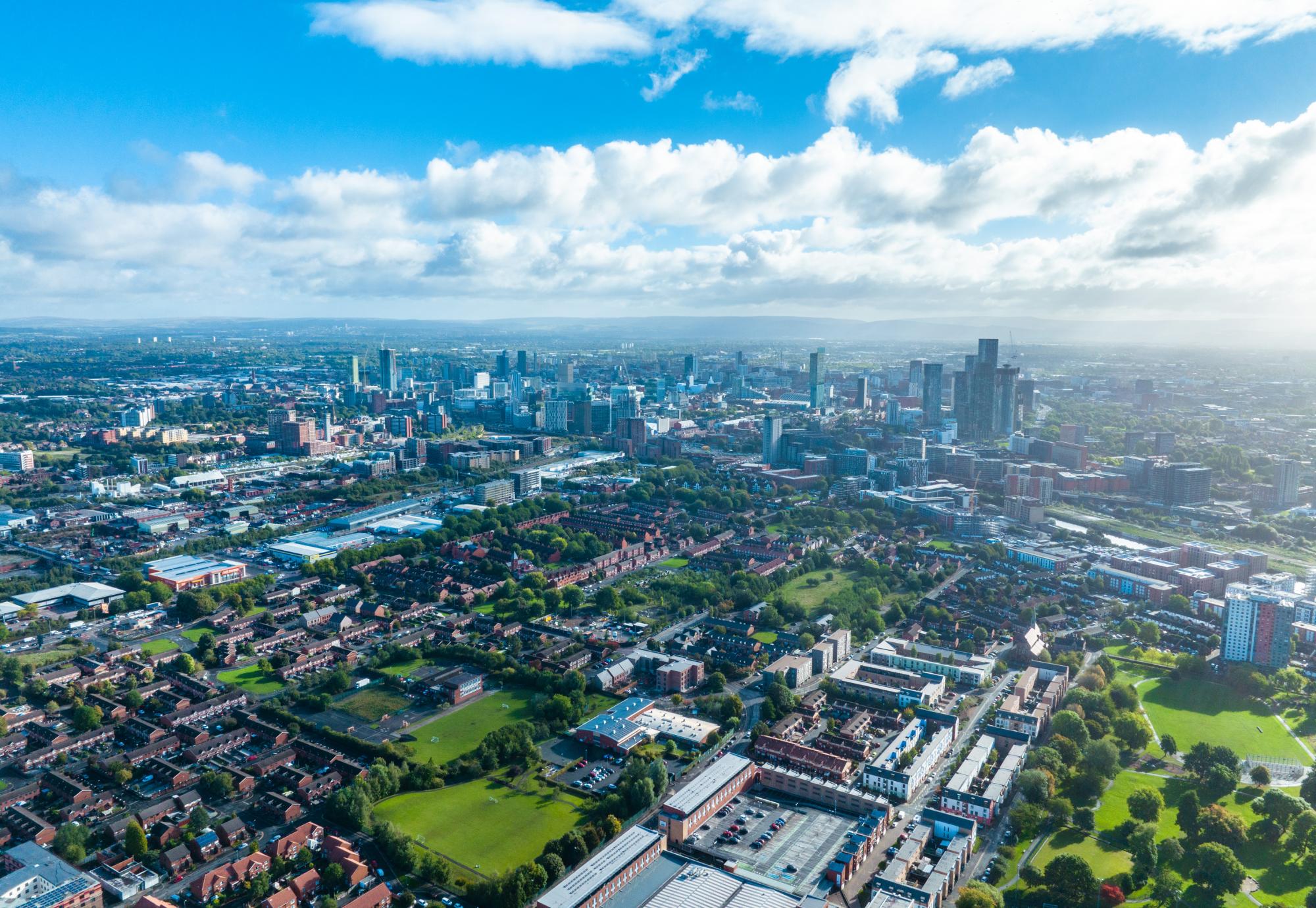 Aerial view of Manchester