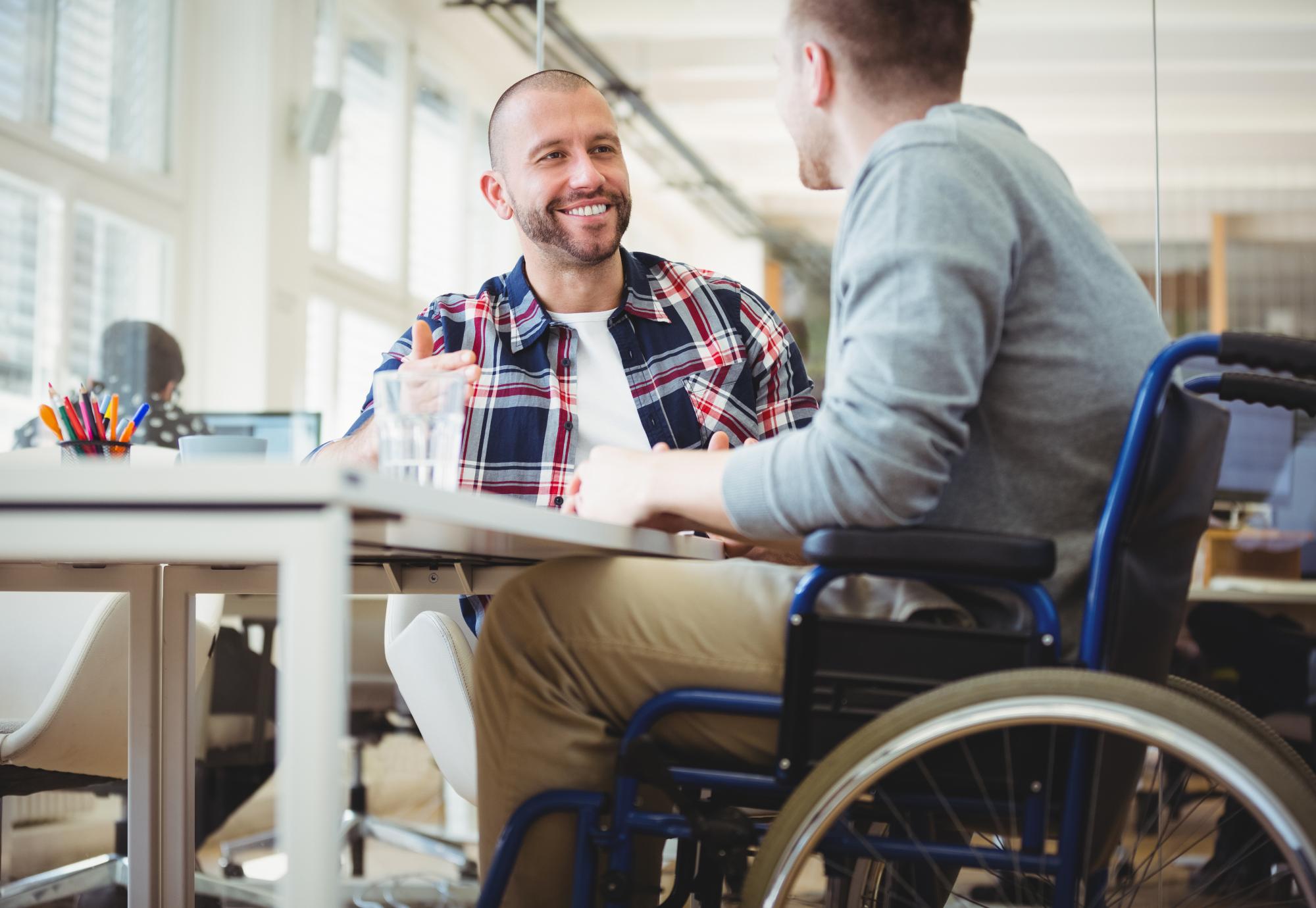 Disabled man working