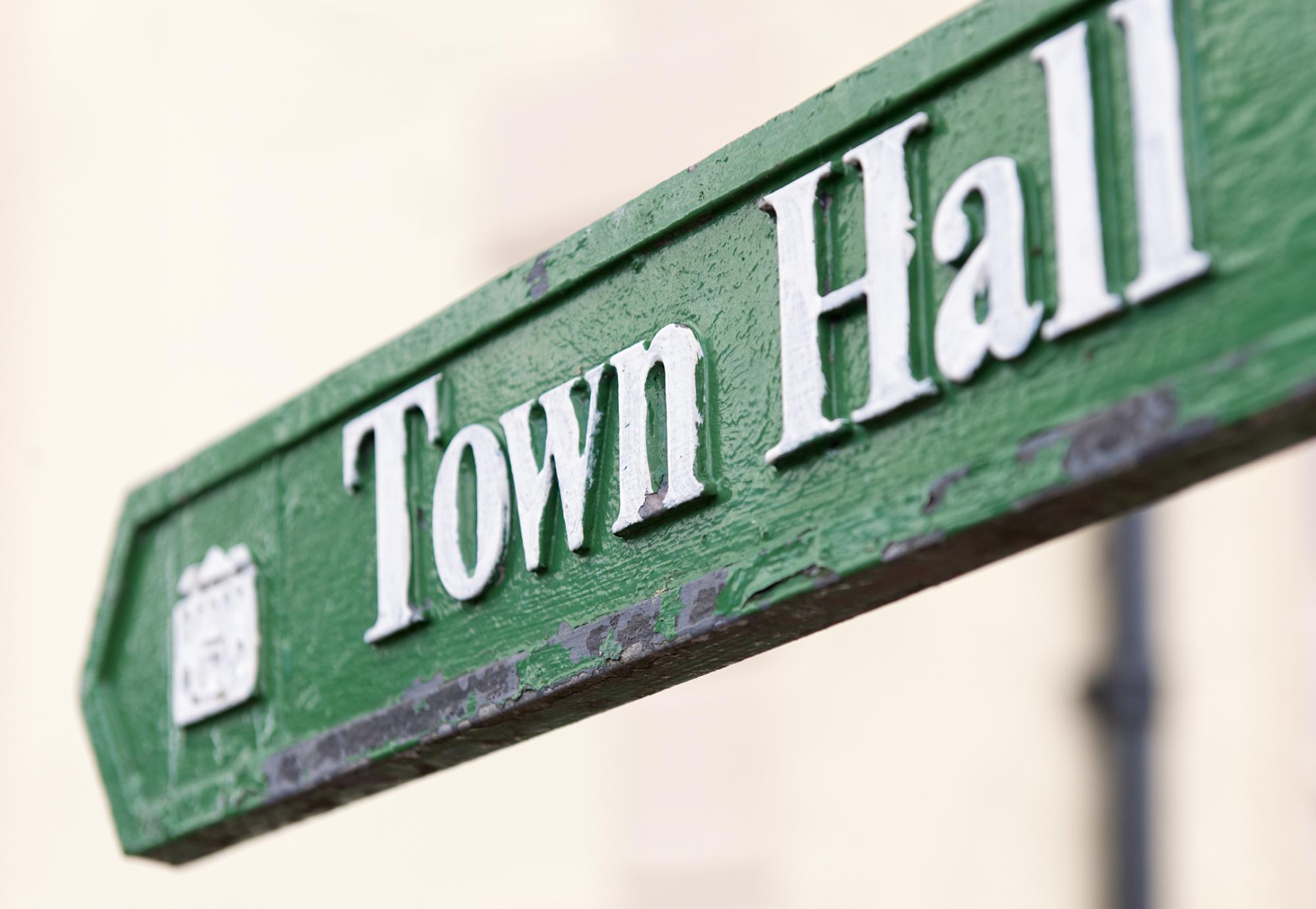 Town hall sign