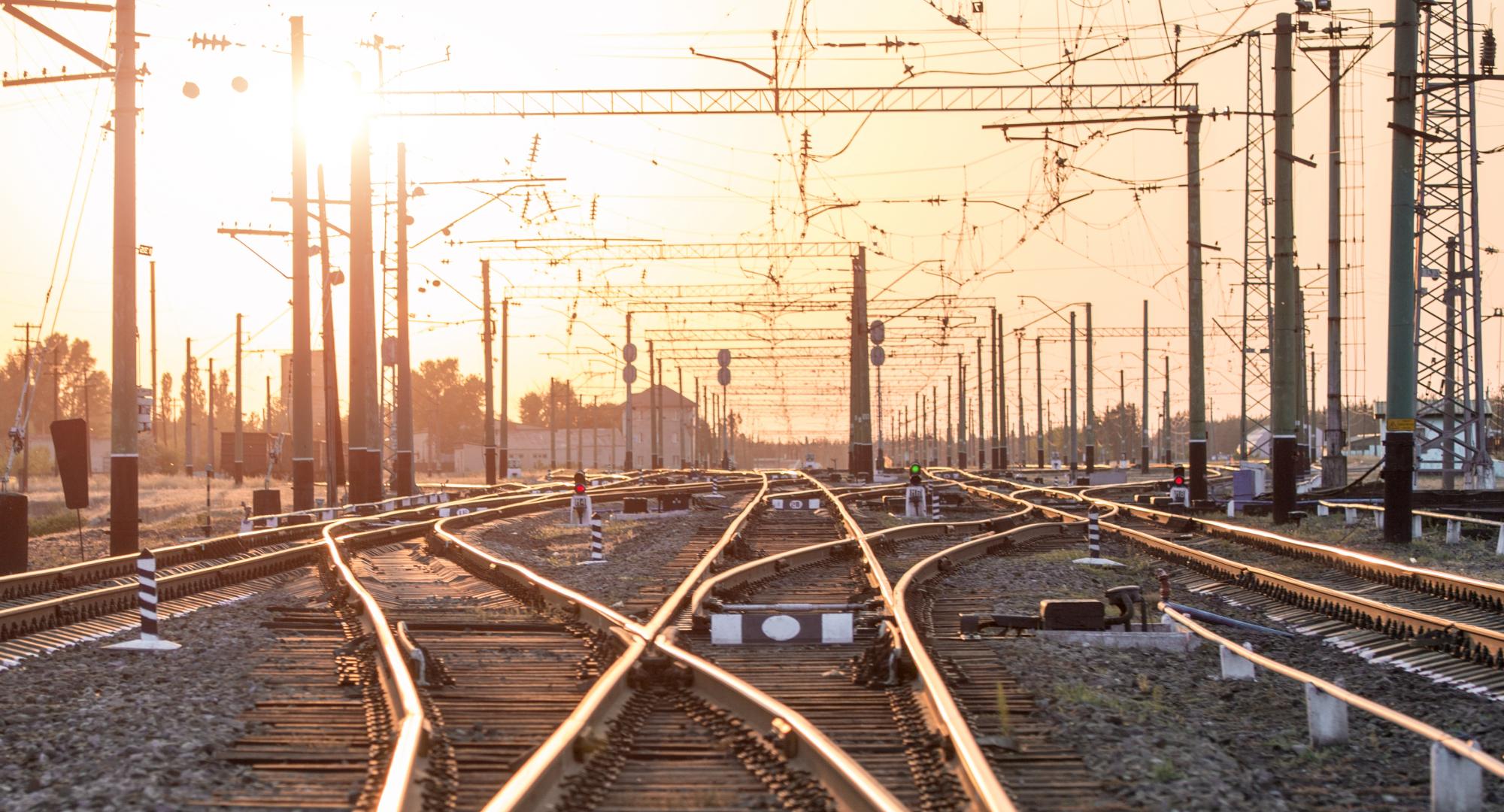 train tracks in the sunset