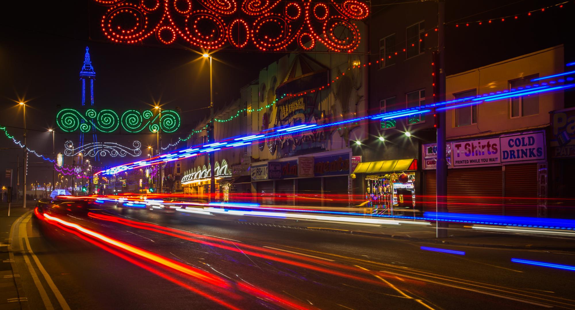 Blackpool illuminations long exposure shot.