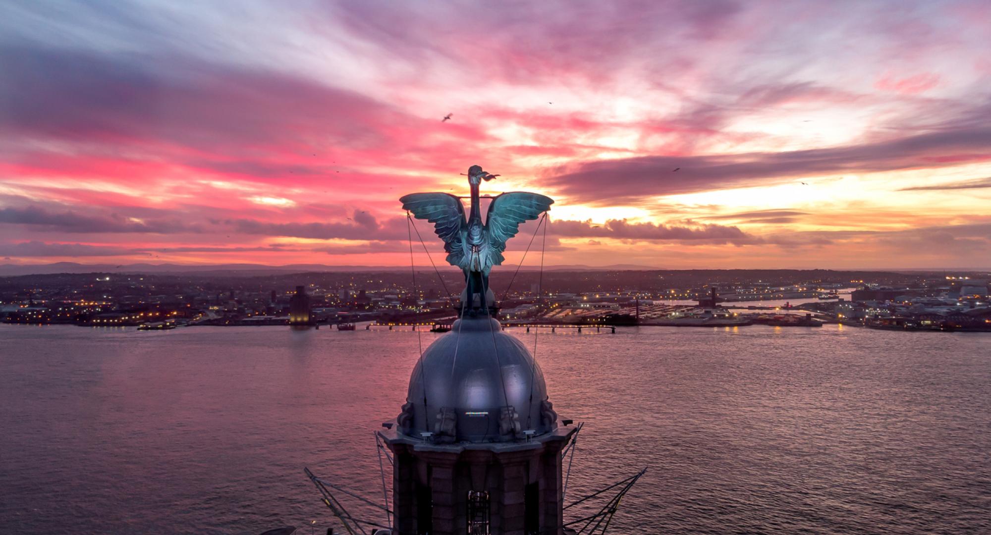 Liver building at sunset. 