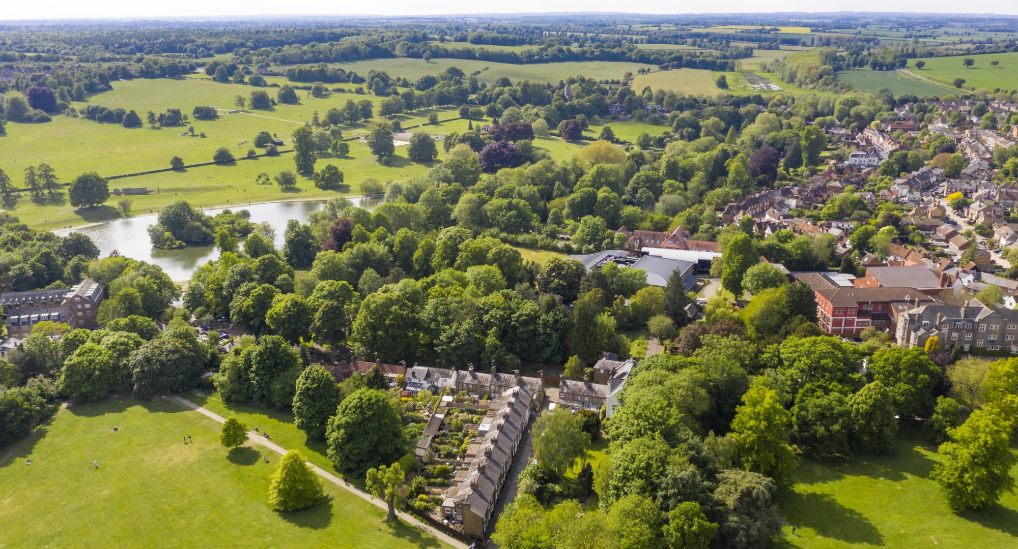 Aerial view of St Albans in Hertfordshire