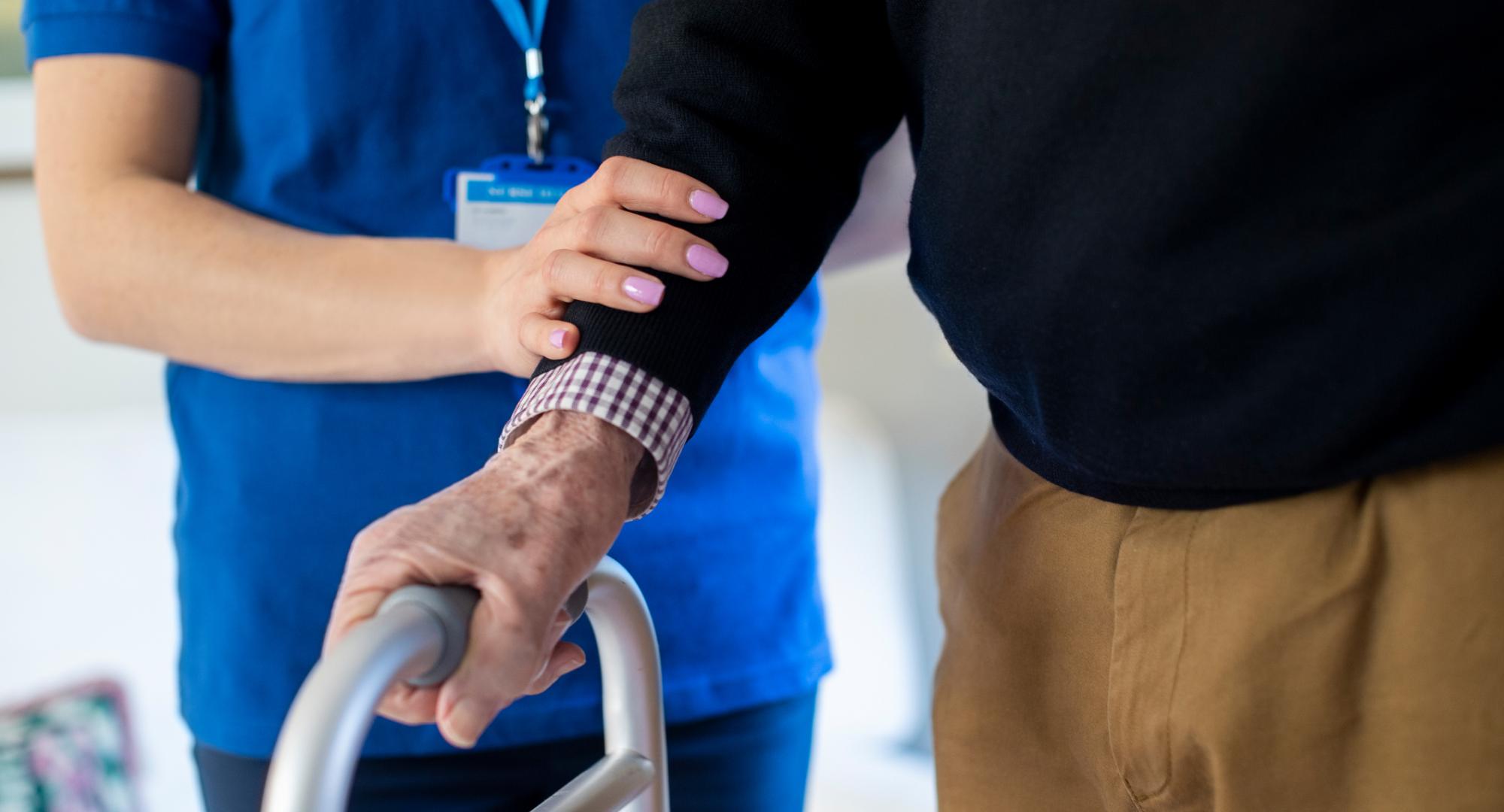 Elderly man with careworker