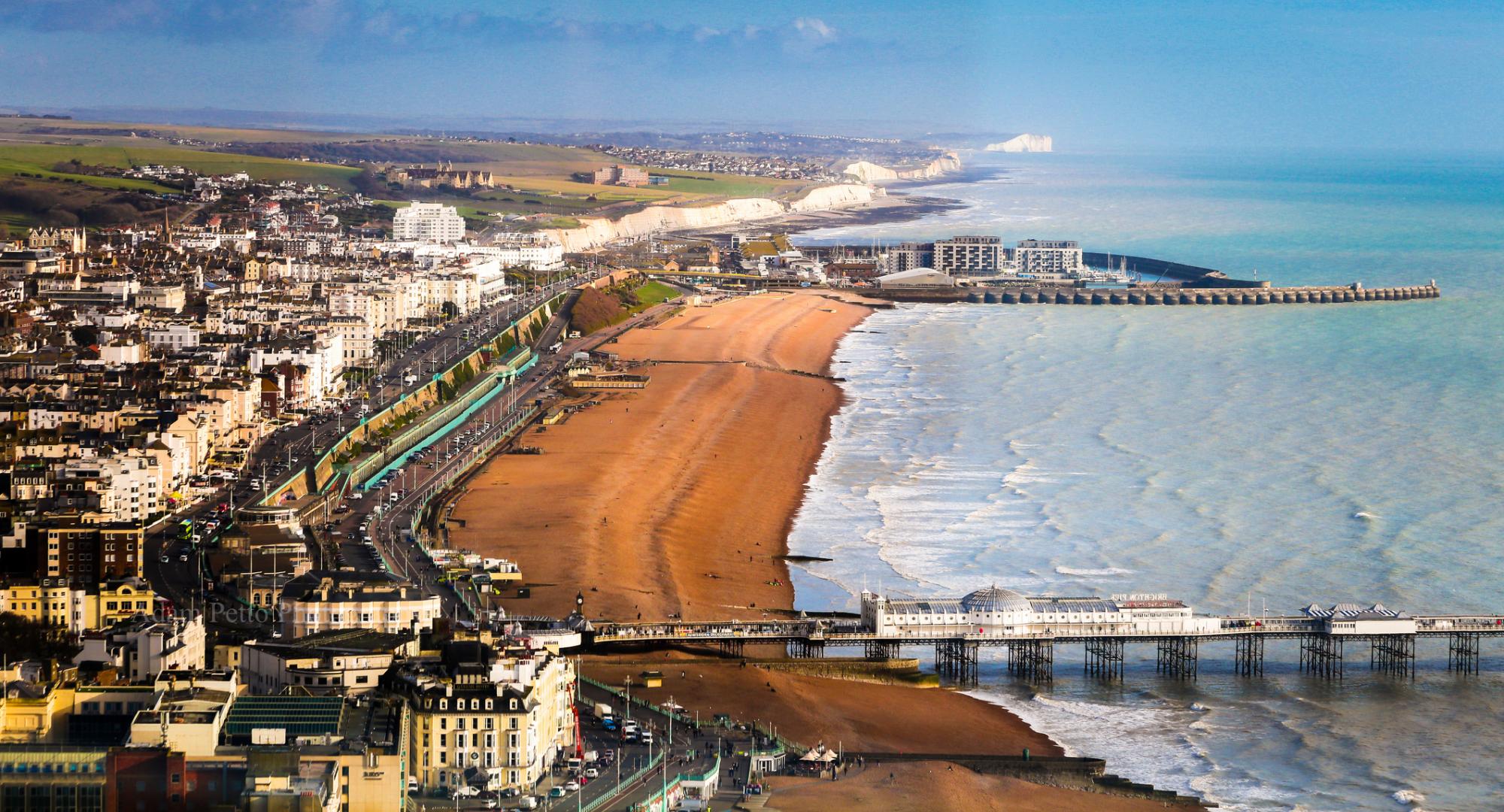 Aerial shot of Brighton in the UK