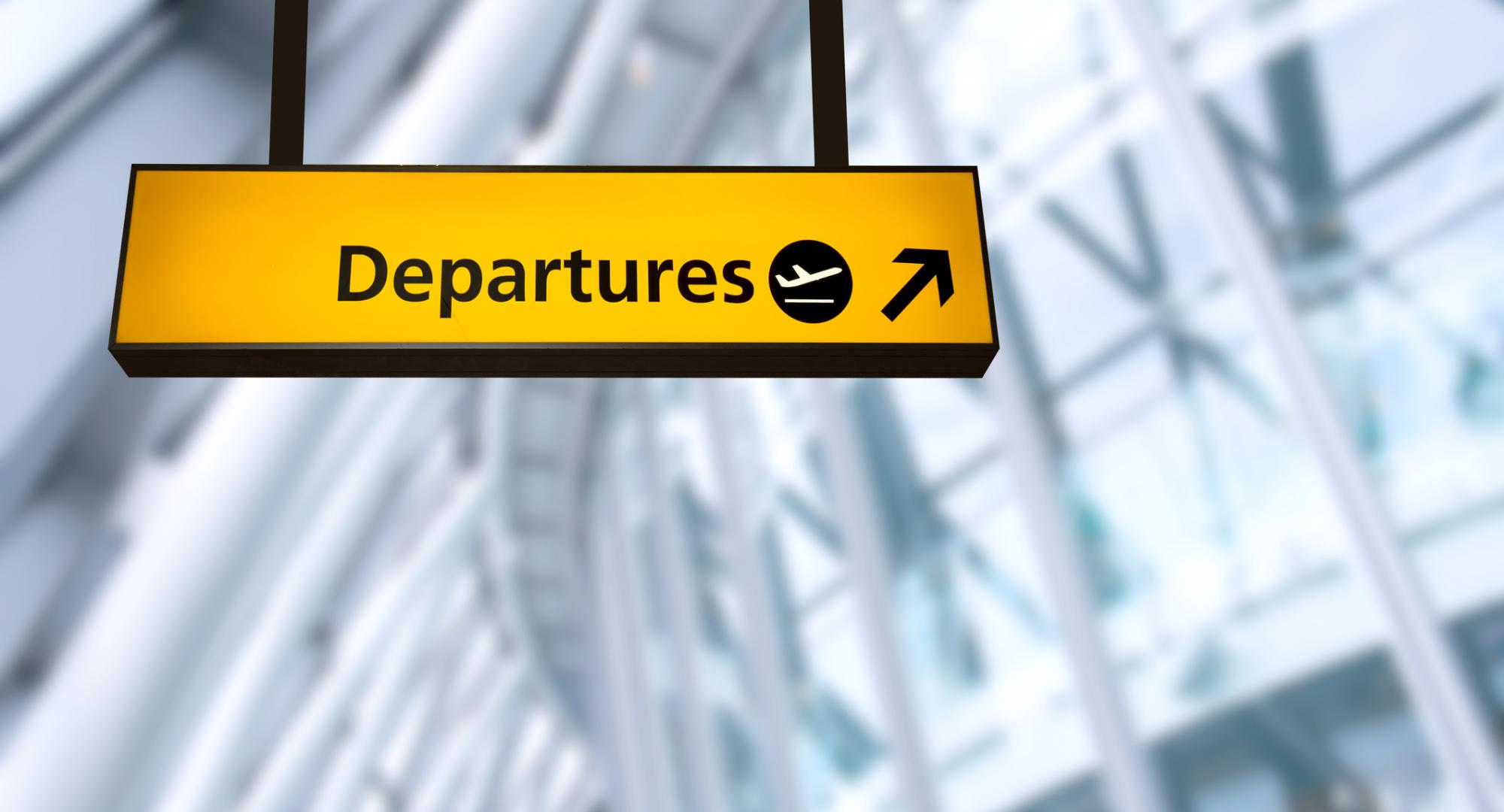 Airport departures sign