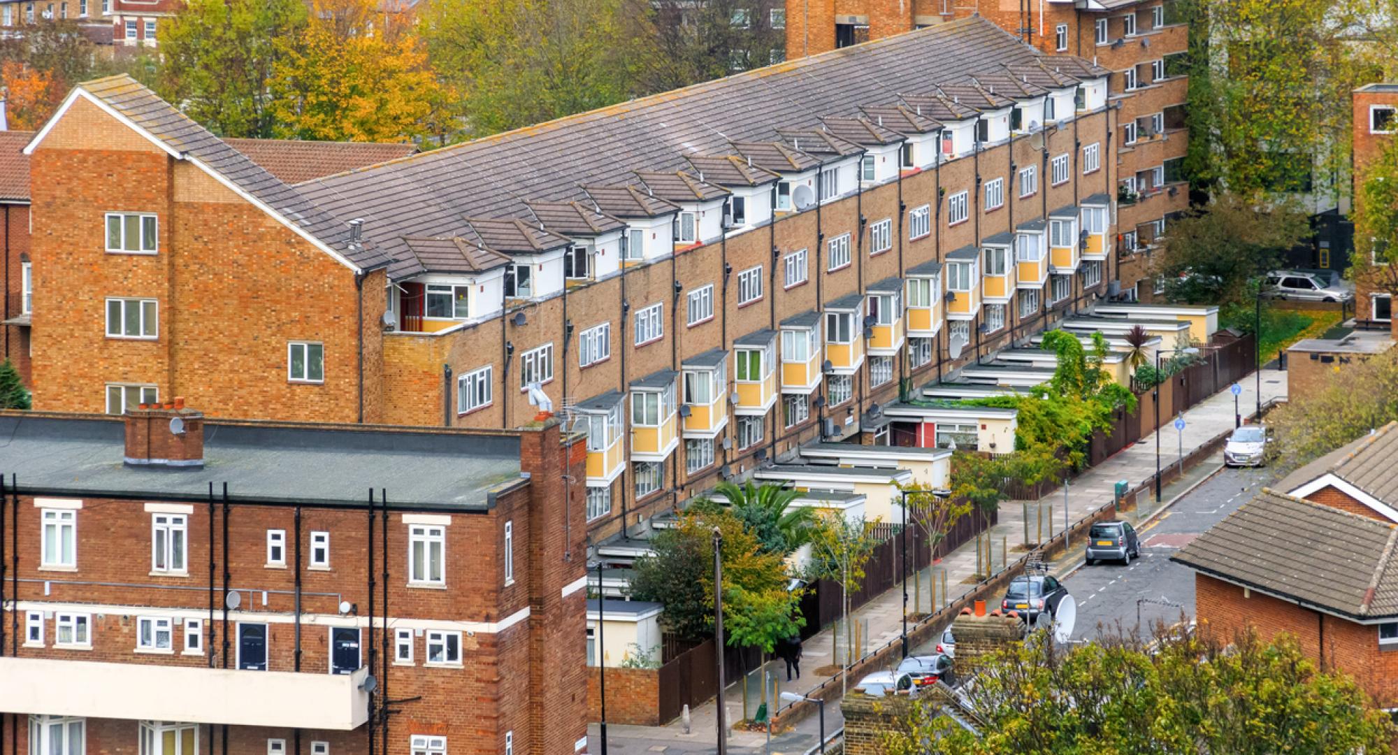 View of terraced houses in England