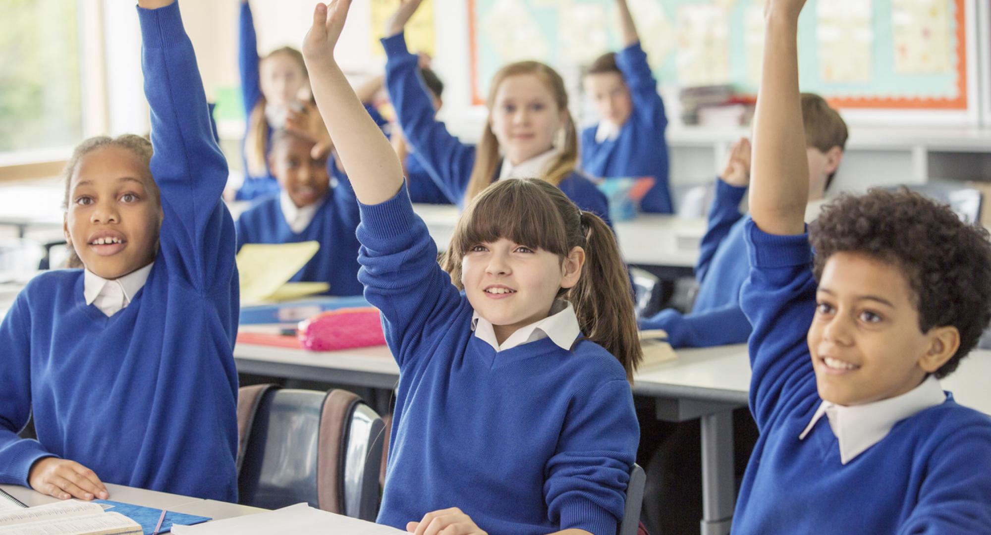 Primary school children in a classroom