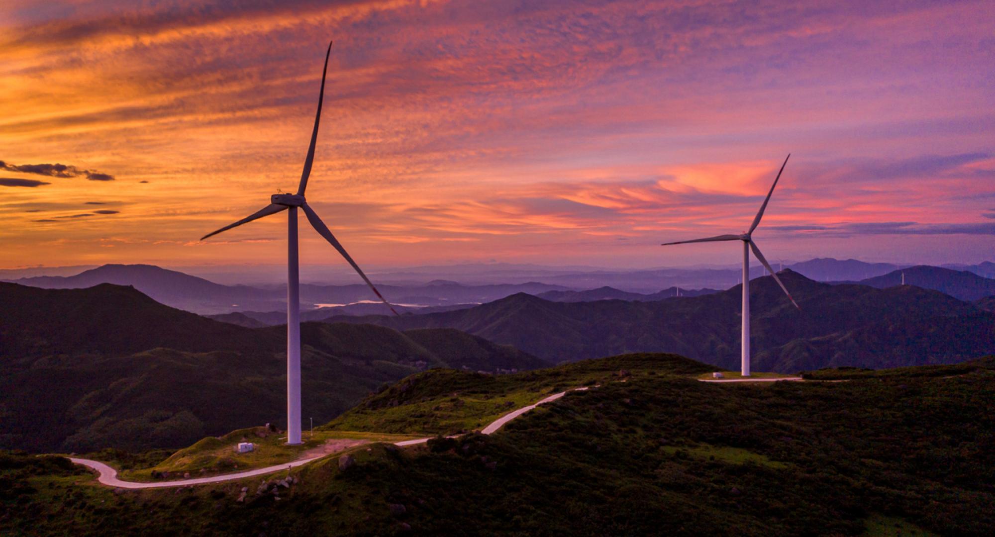 Wind turbines at dawn