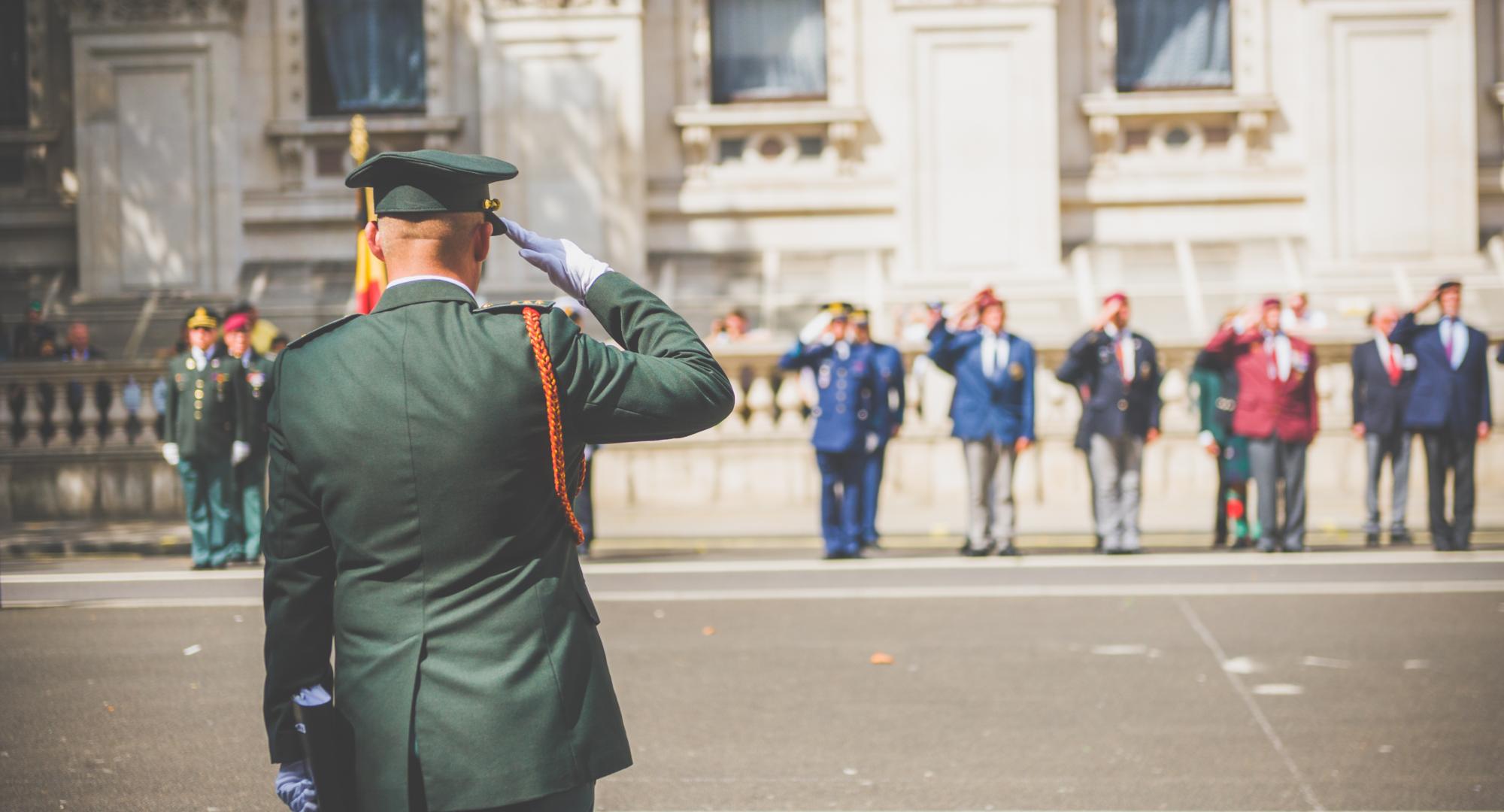 Veteran saluting on Armed Forces Day