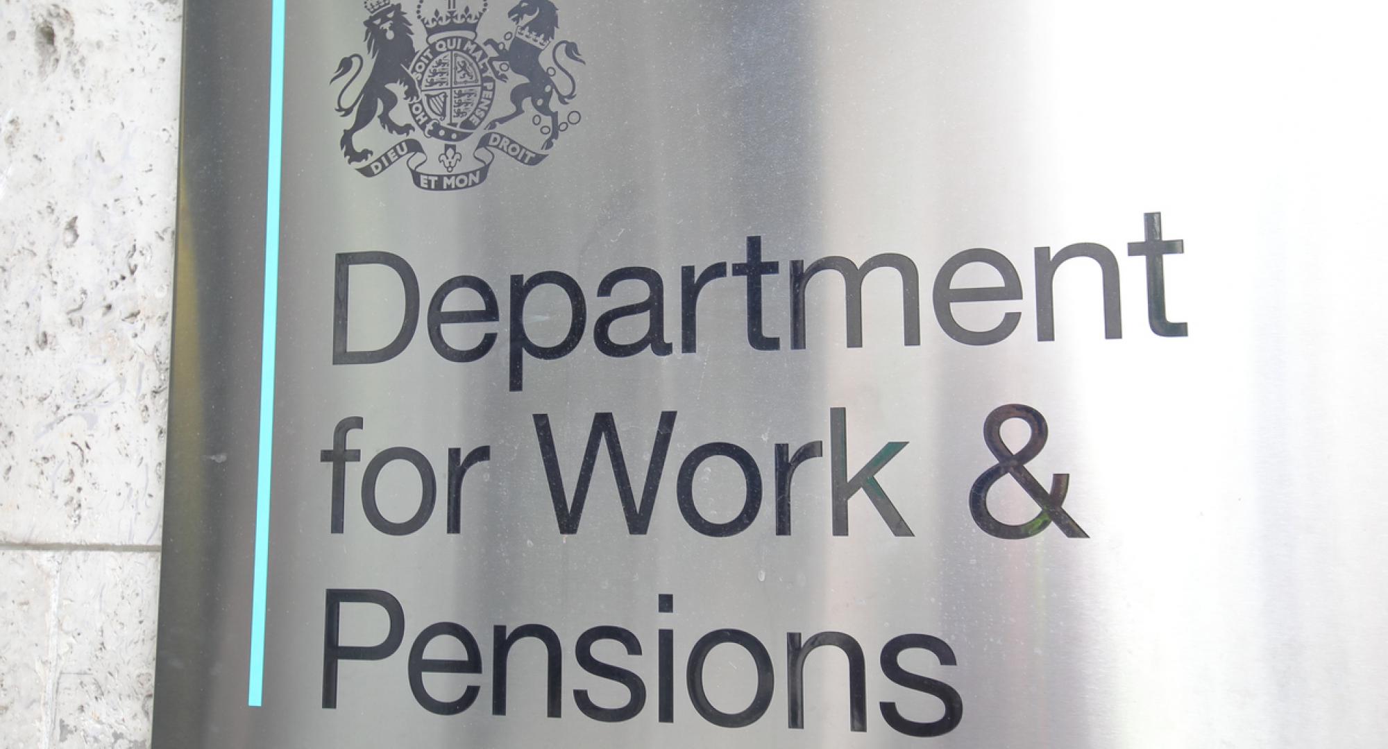 Department for Work and Pensions office sign