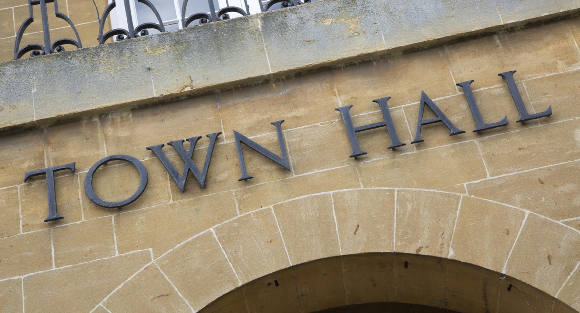 Town Hall sign for local government