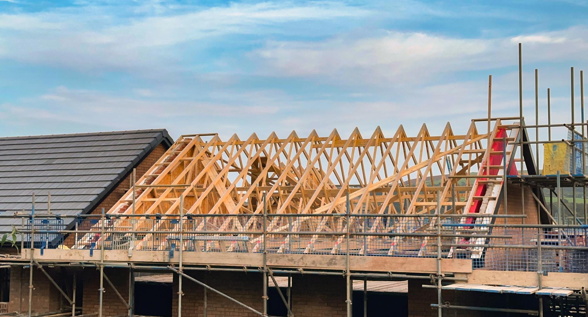 A new house on a construction site in Wales