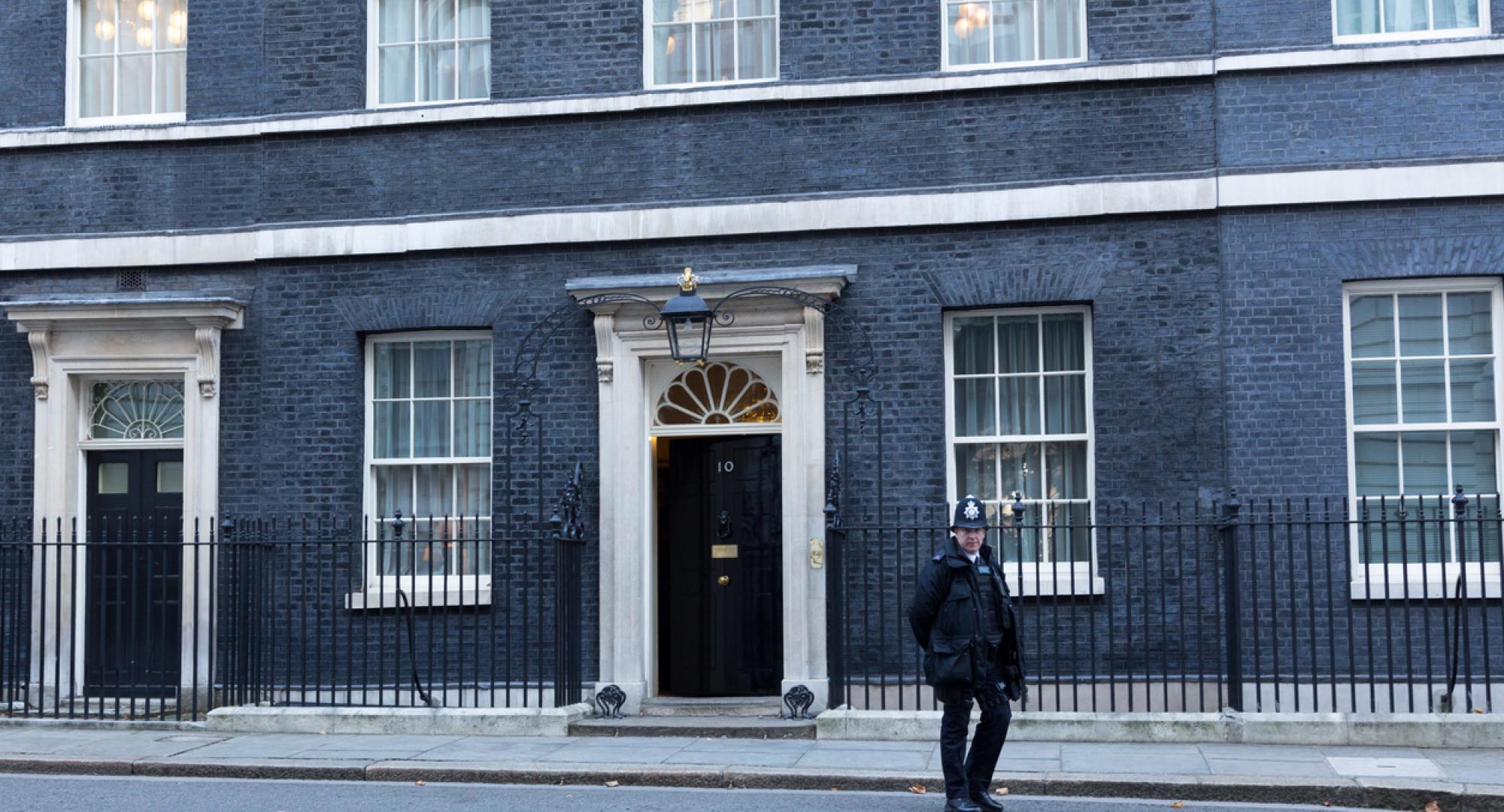 A police officer in front of 10 Downing Street in London