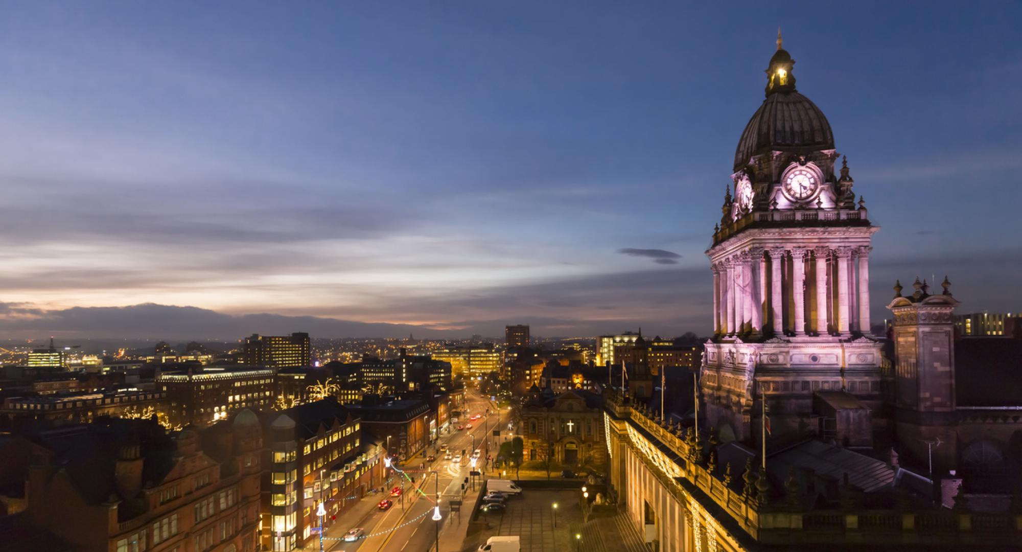 High angle view of Leeds Town Hall