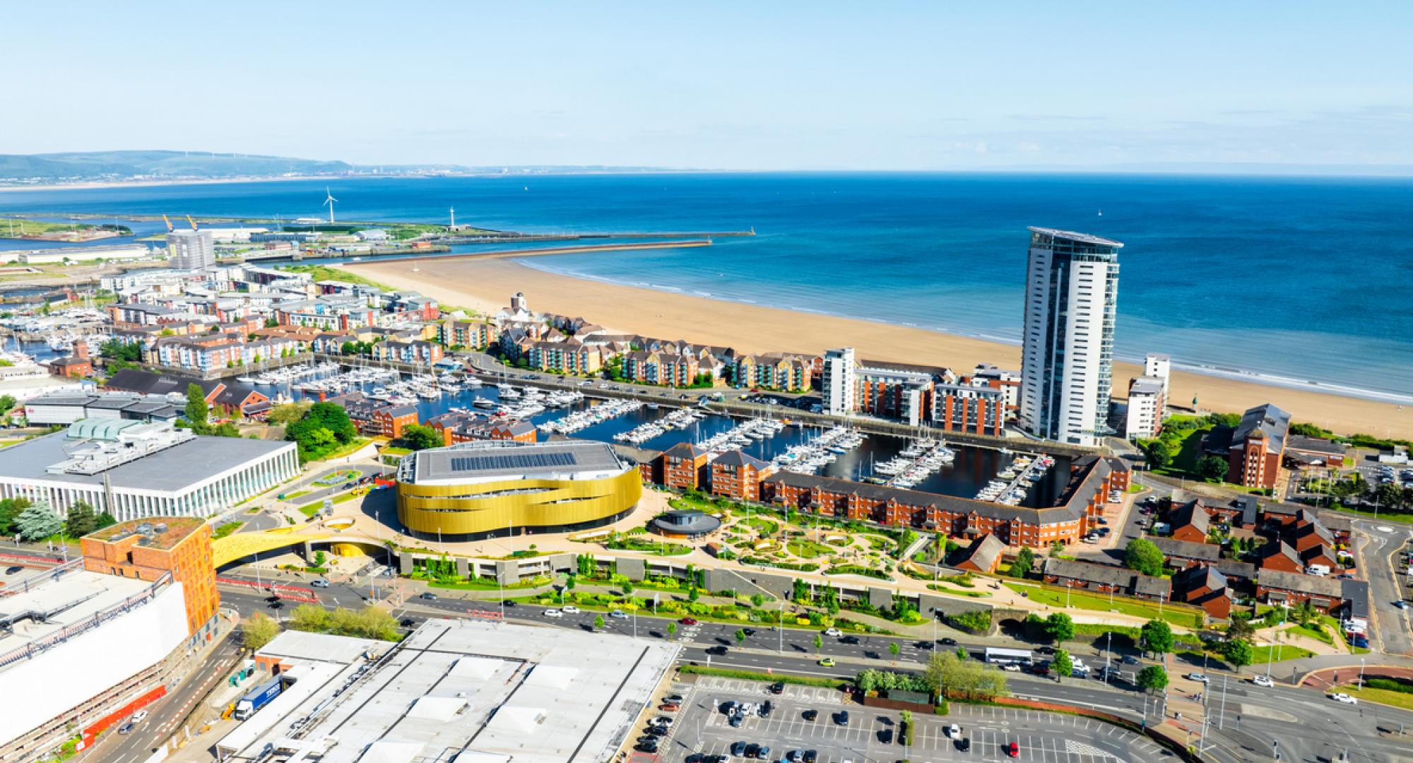 Aerial view of Swansea