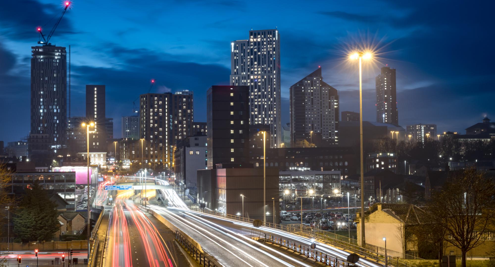 Main road in Leeds, West Yorkshire