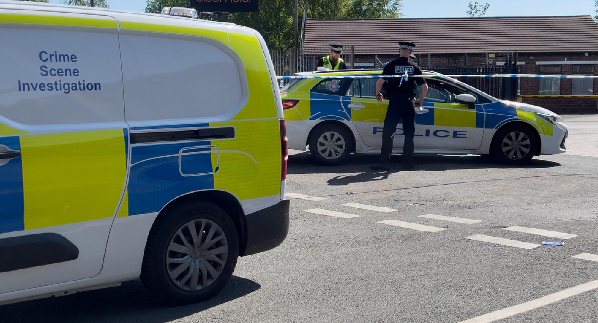 Crime scene after stabbing in UK