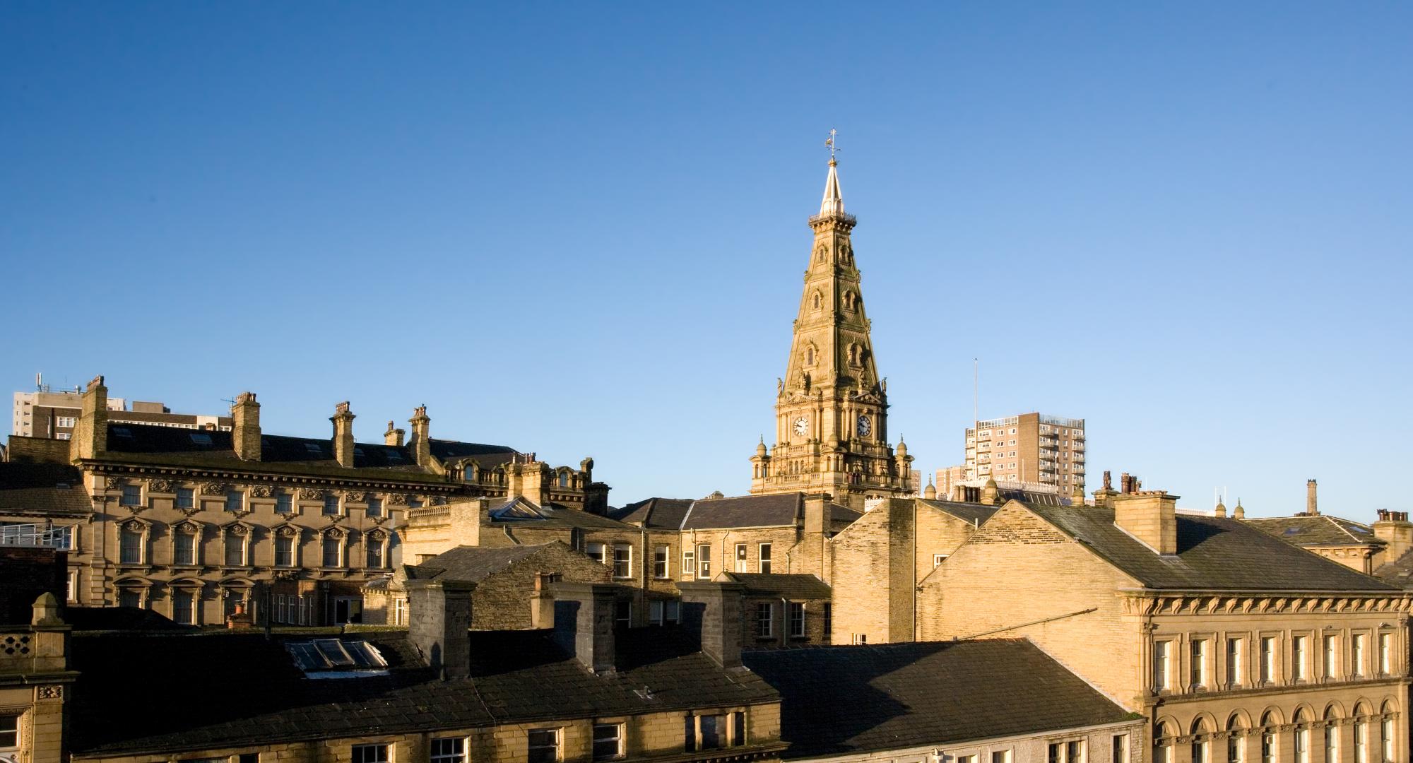 Shot of rooftops in Halifax, Calderdale