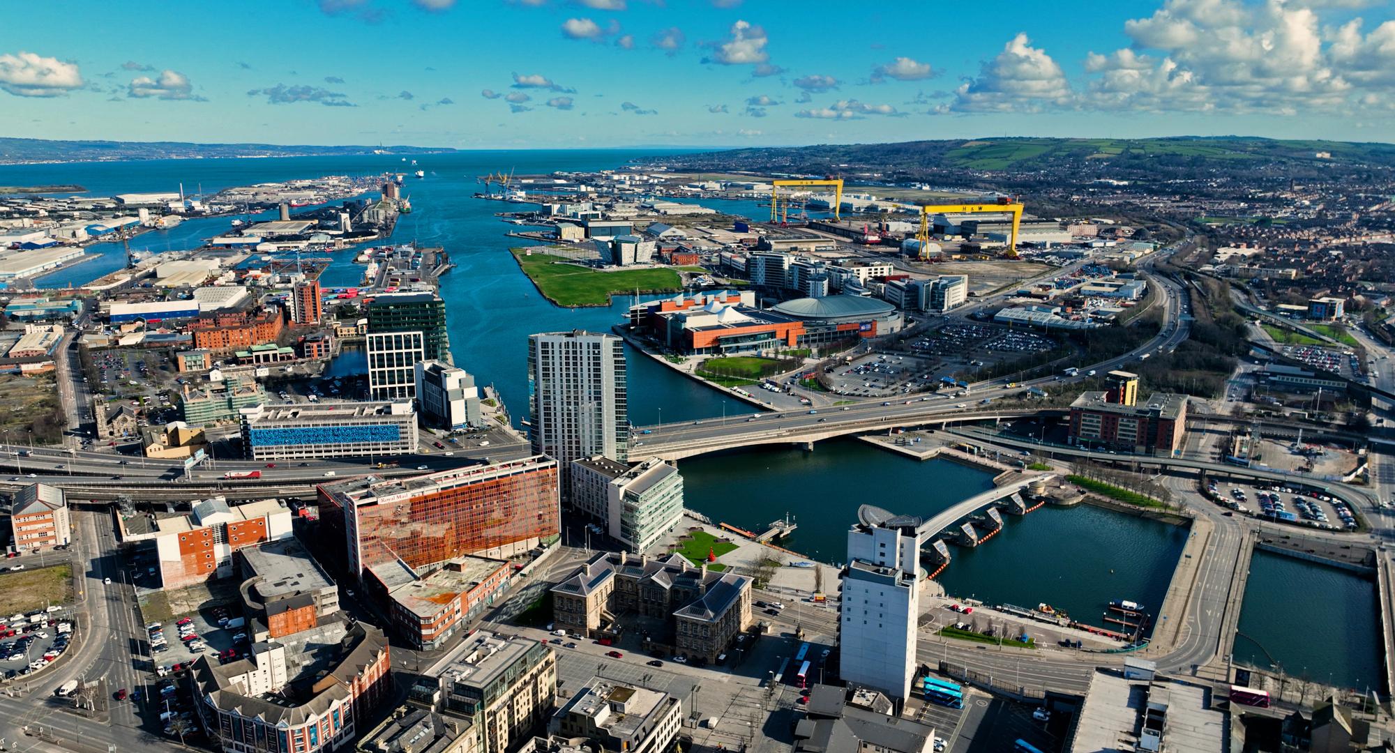 Aerial photo of Belfast City Skyline