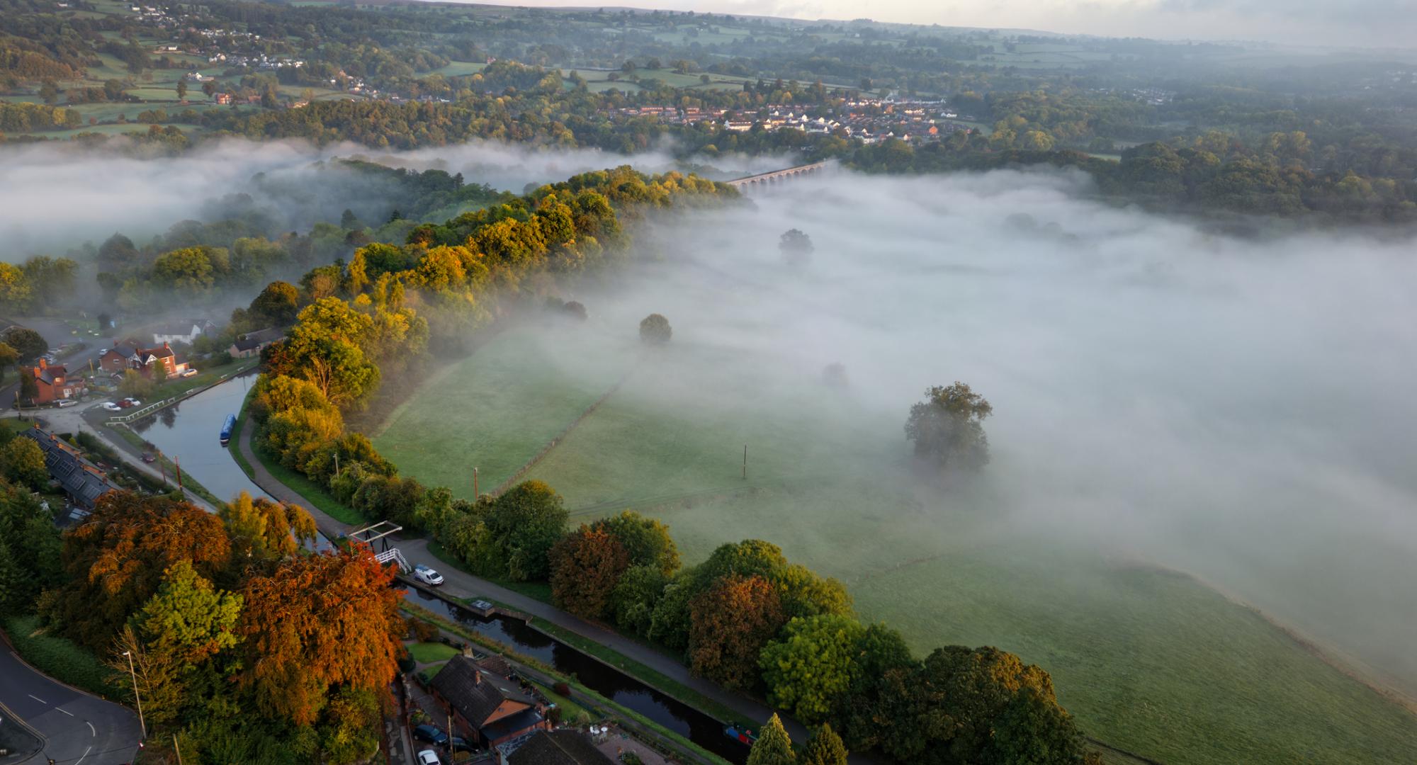 Aerial view of Welsh countryside