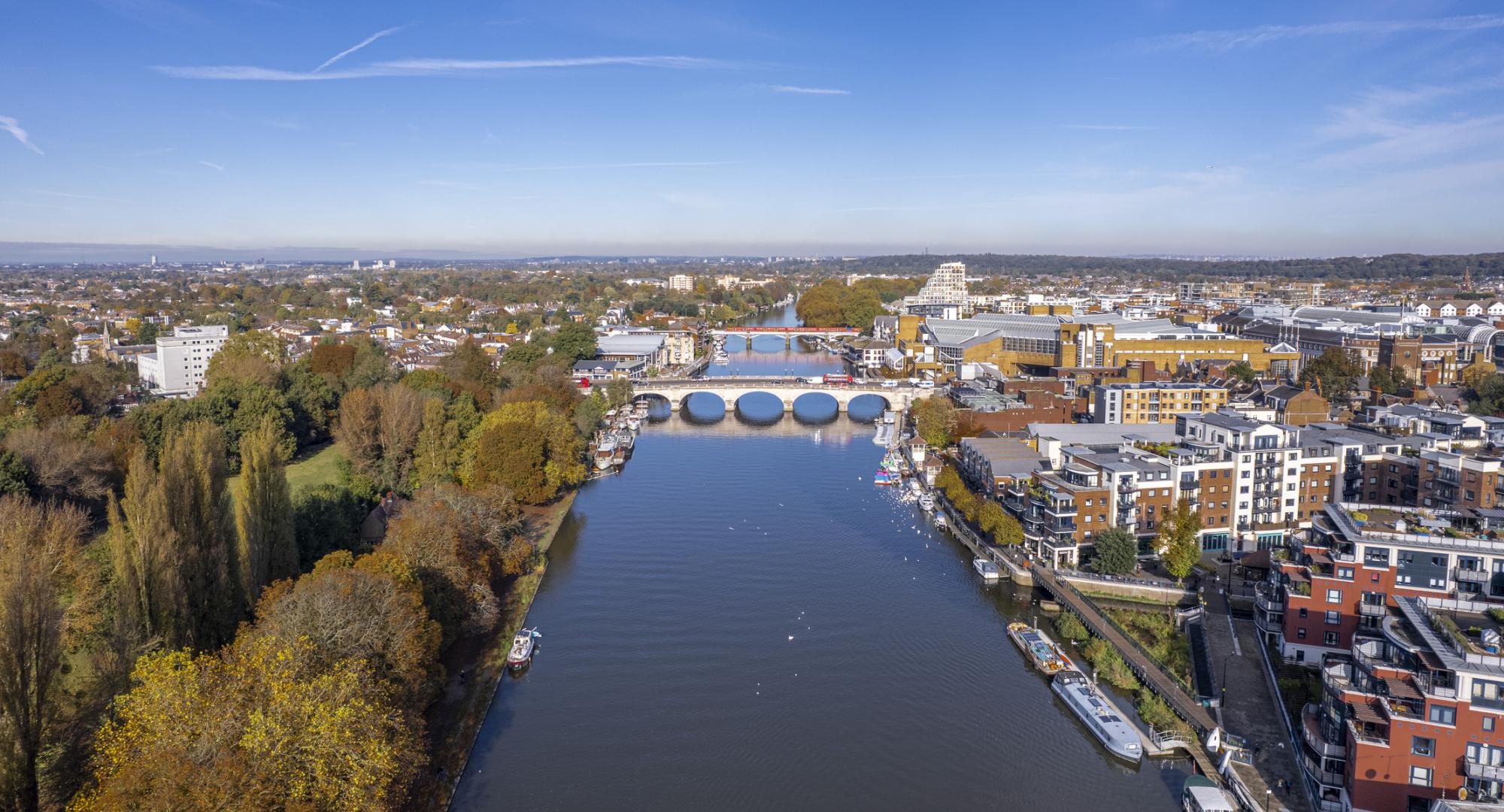 aerial view of Kingston upon Thames.