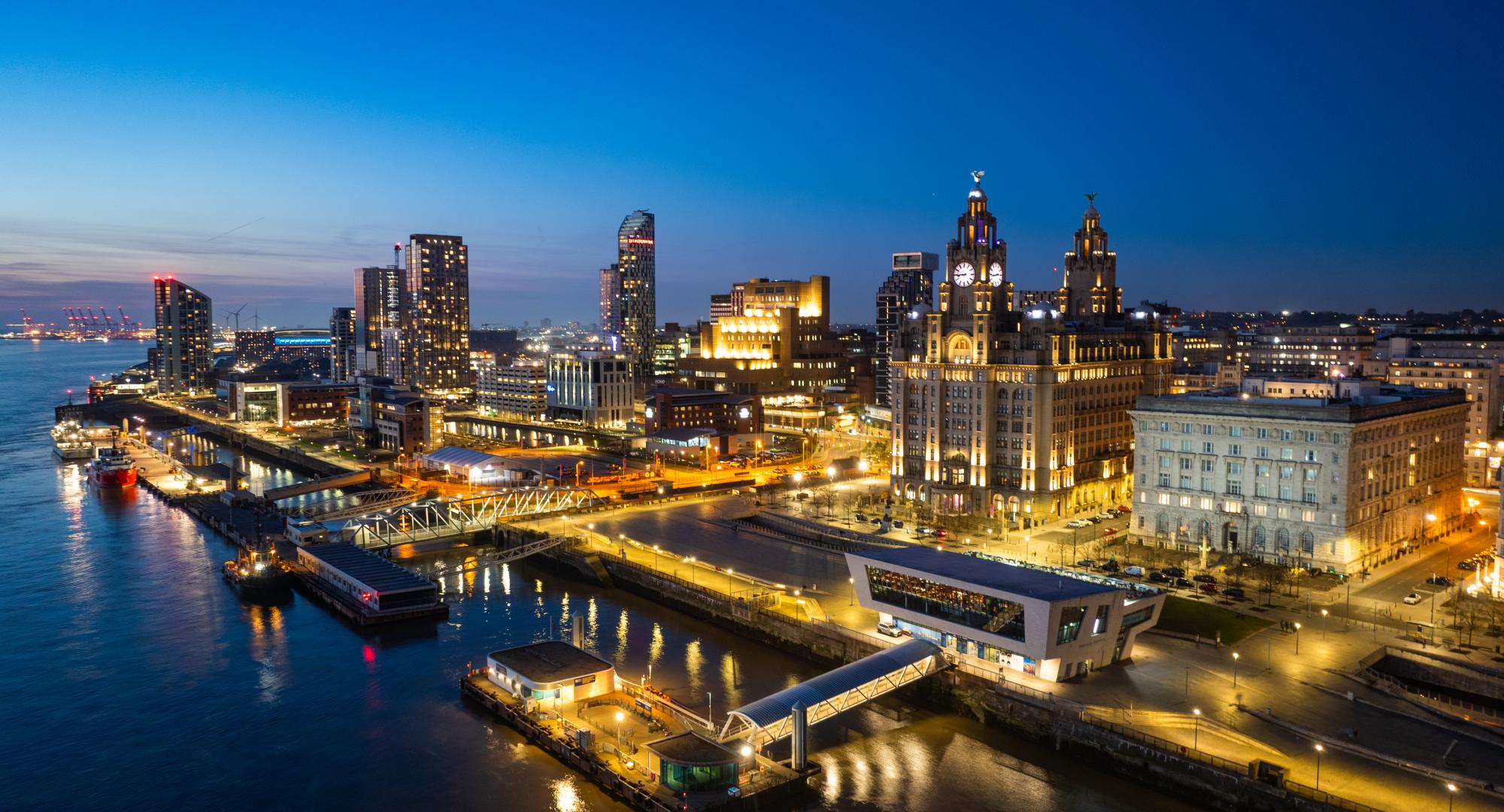 Liverpool skyline at night