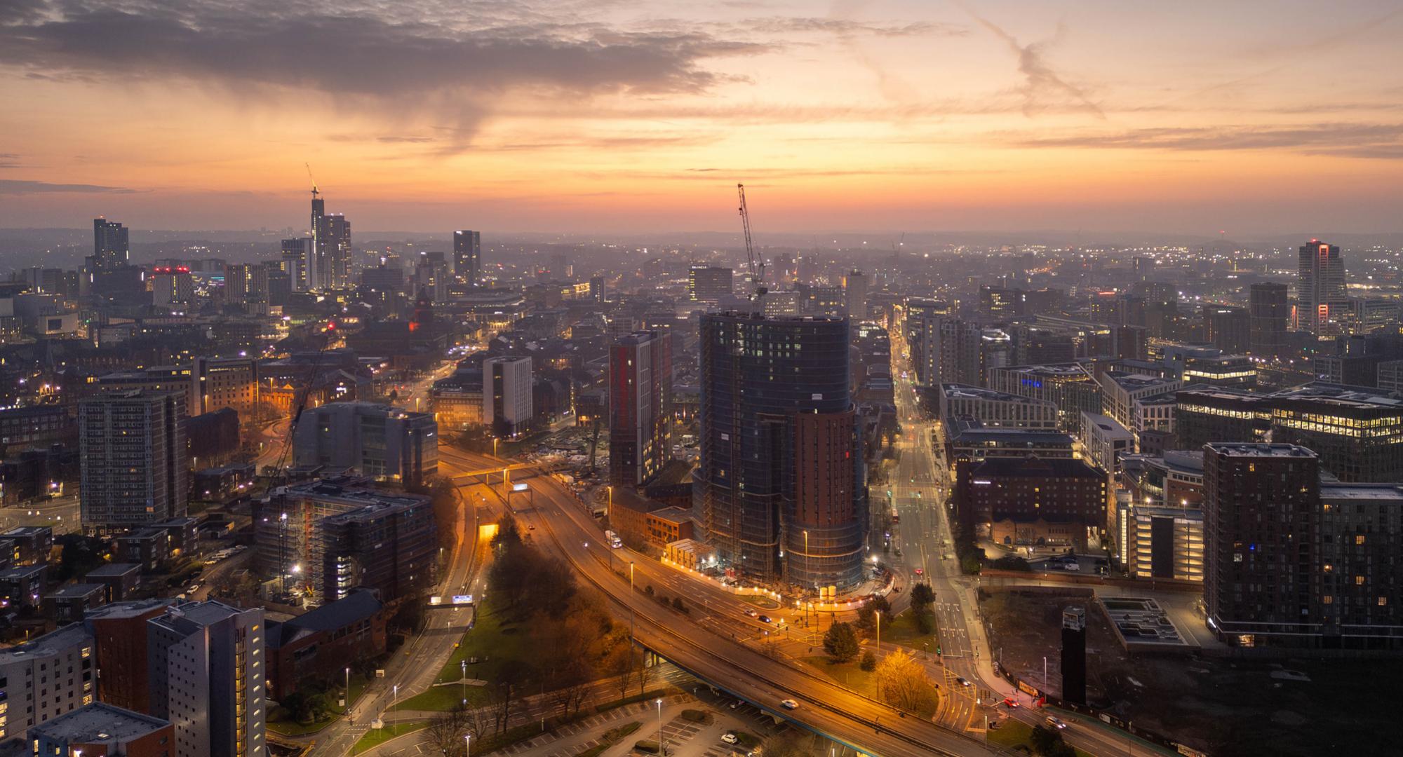 Leeds City Centre in an evening
