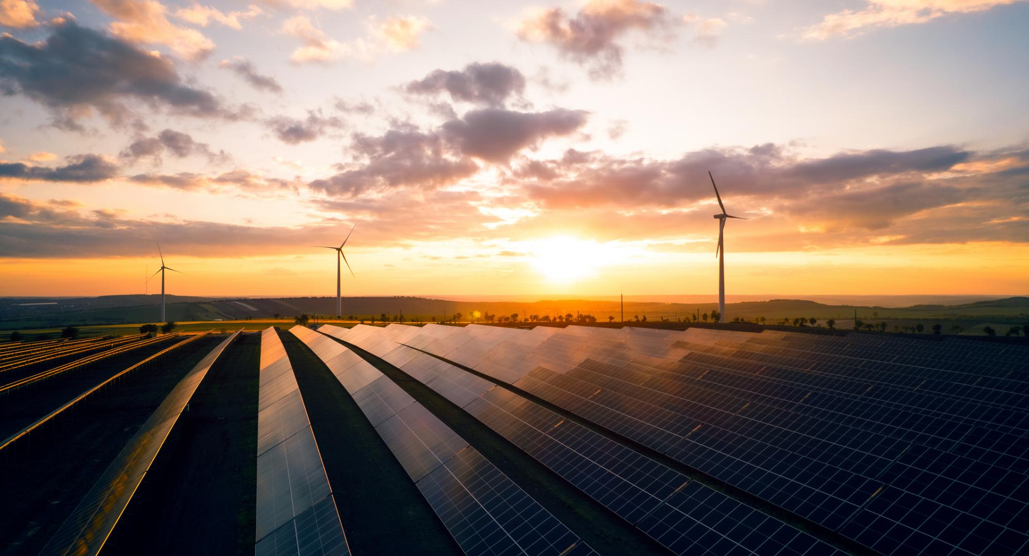 Wind turbines and solar panels