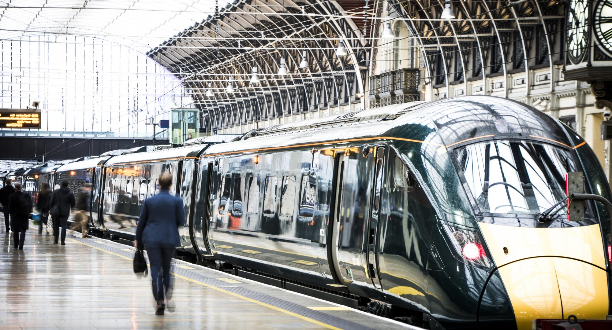 Train on a platform