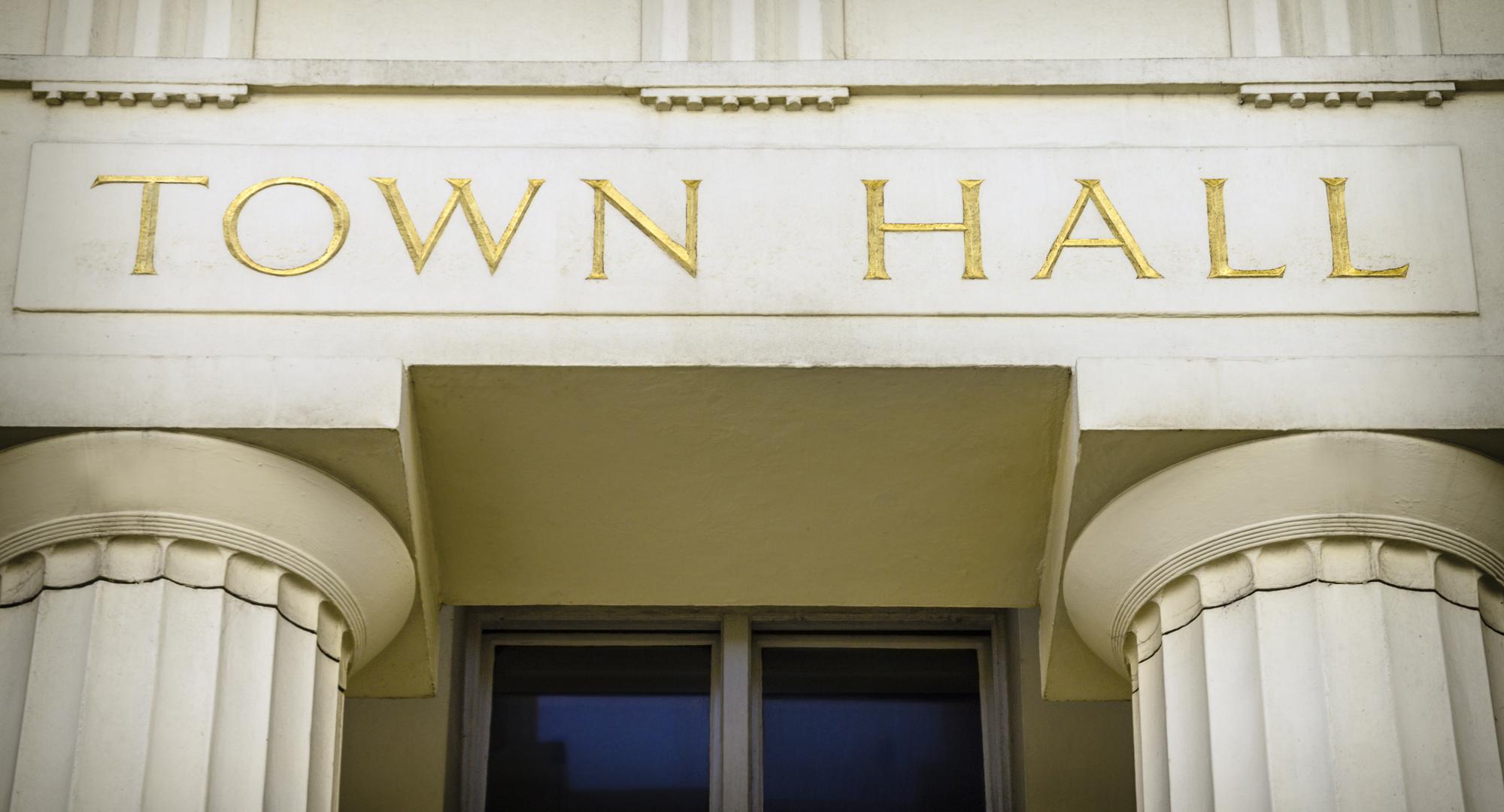 Town hall sign