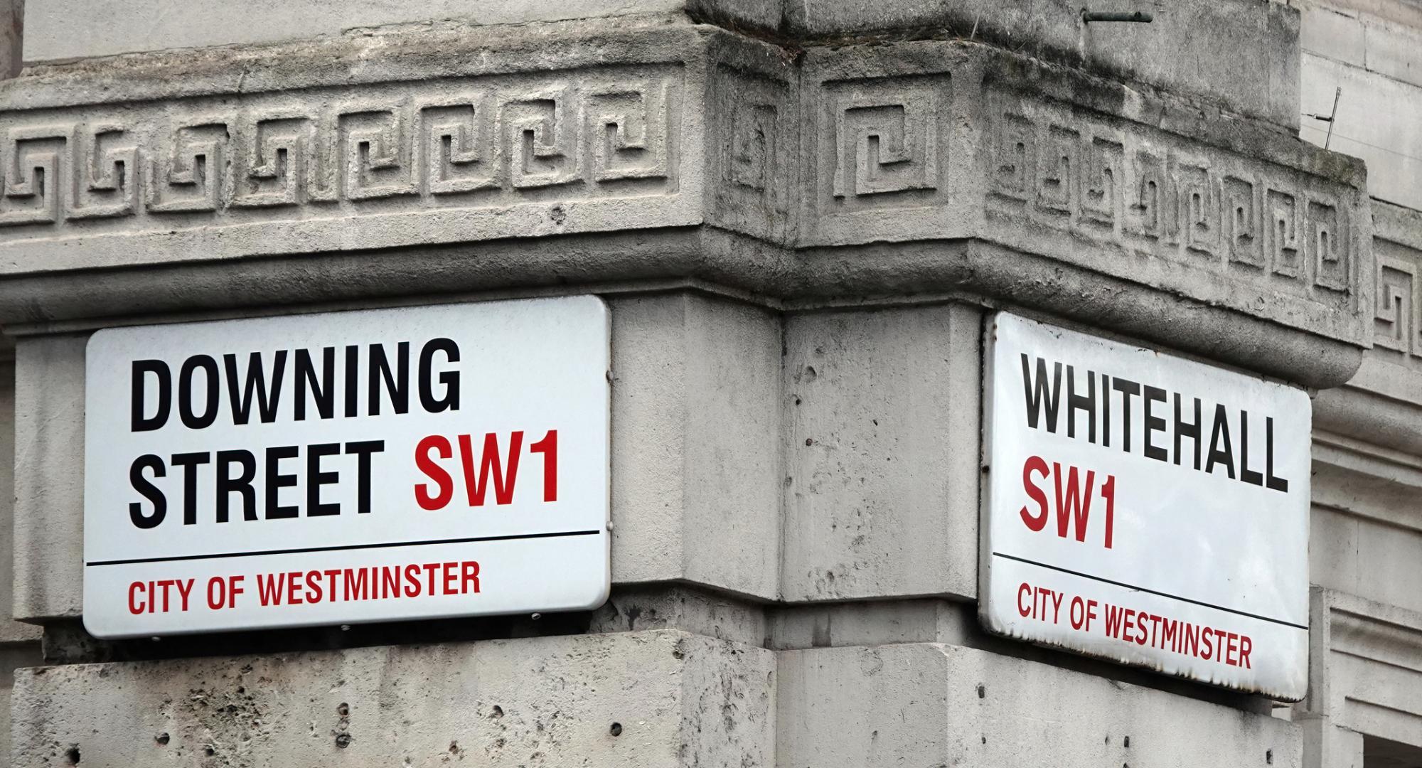 Downing Street and Whitehall sign