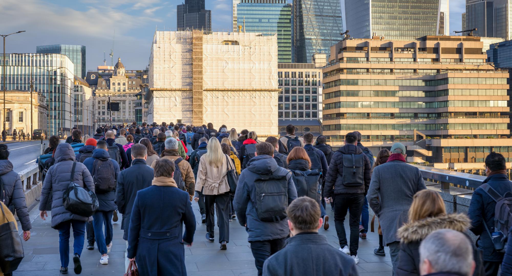 People travelling to work