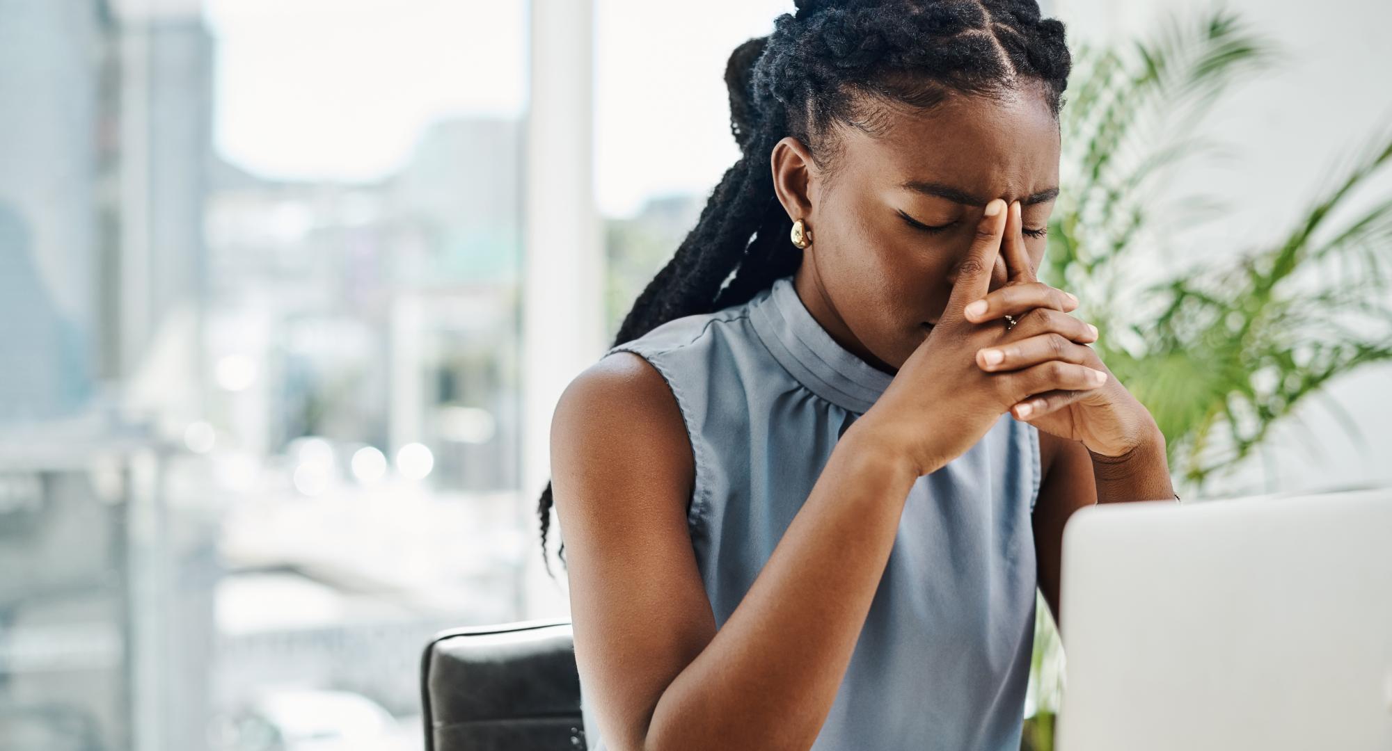 Woman upset at work