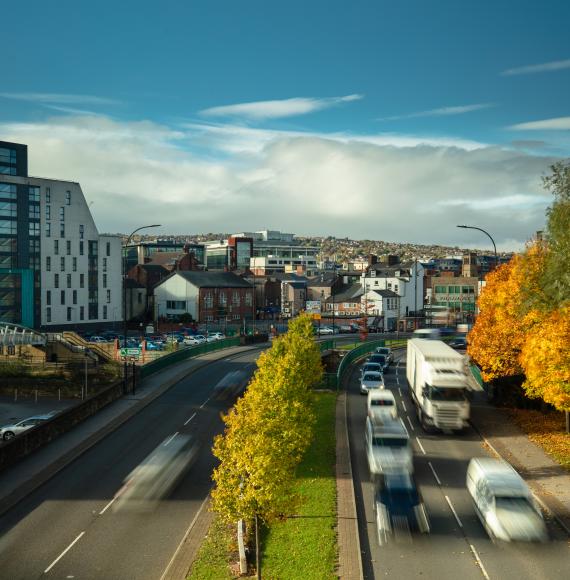 Traffic in Sheffield, England